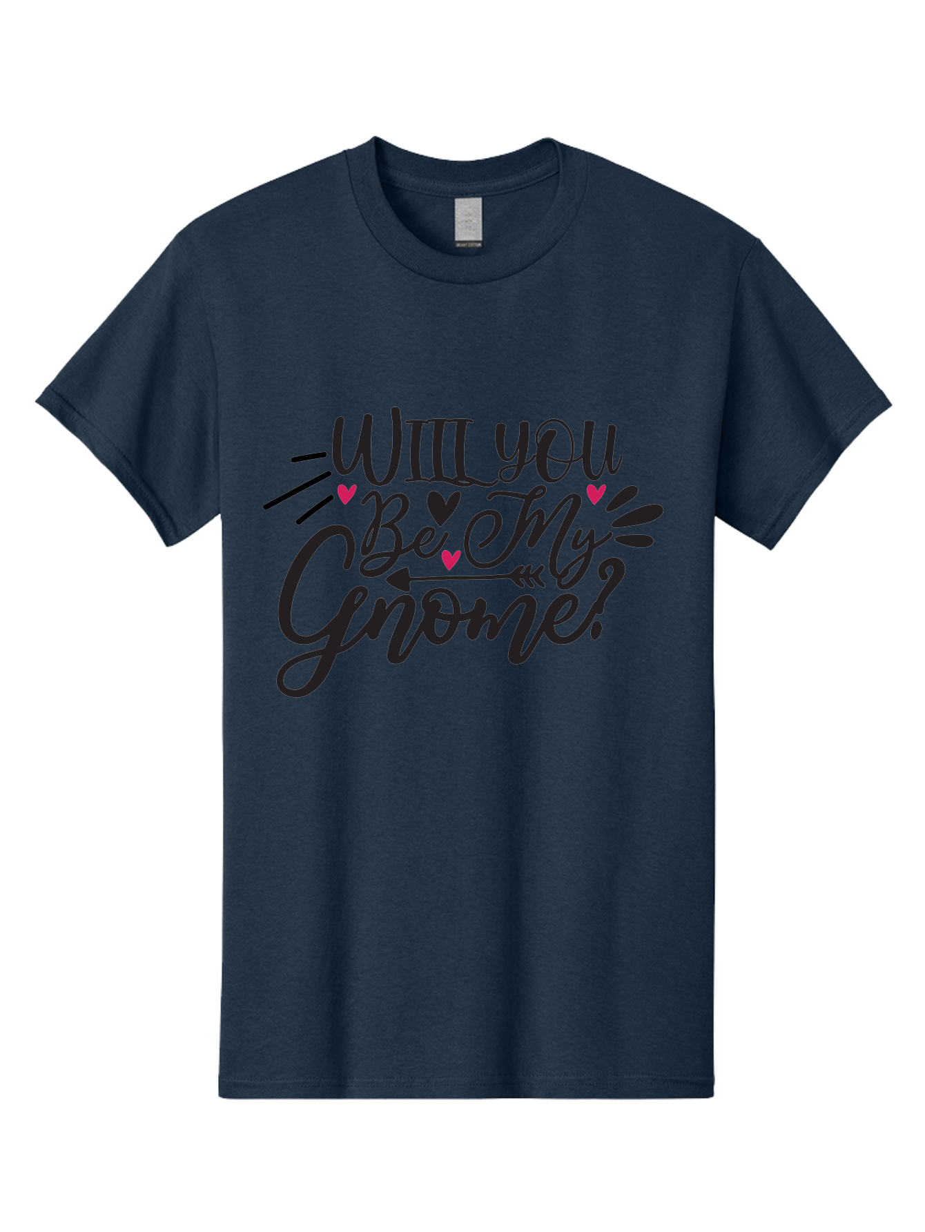 Will You Be My Gnome Men'S Graphic Tee, 100% Cotton, Comfortable Casual Summer Wear, Machine Washable, Romantic Quote, Gnome Love, Valentine'S Day, Cute Phrase, Sweet Message, Handmade Feel, Whimsical Typography, Playful Hearts, Aae851 15
