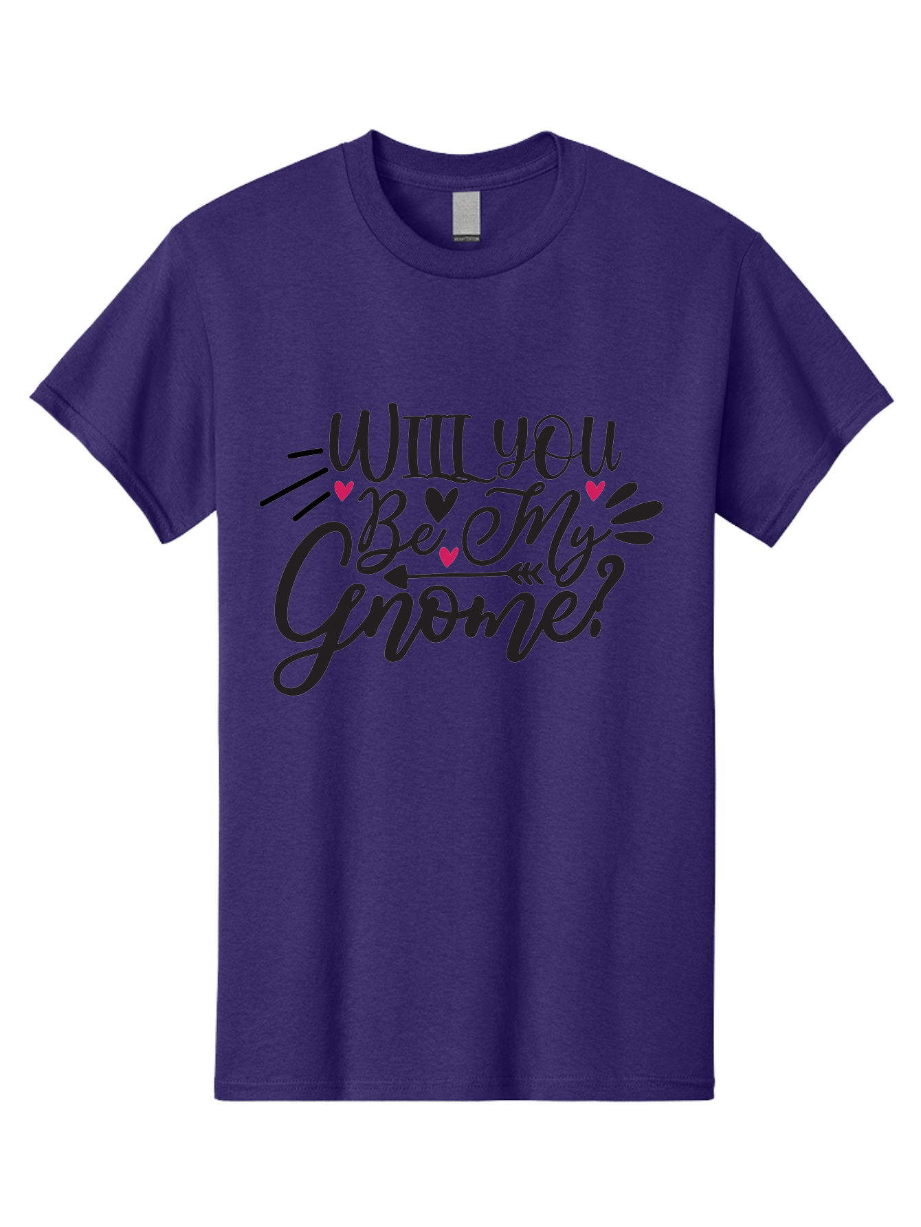 Will You Be My Gnome Men'S Graphic Tee, 100% Cotton, Comfortable Casual Summer Wear, Machine Washable, Romantic Quote, Gnome Love, Valentine'S Day, Cute Phrase, Sweet Message, Handmade Feel, Whimsical Typography, Playful Hearts, Aae851 21