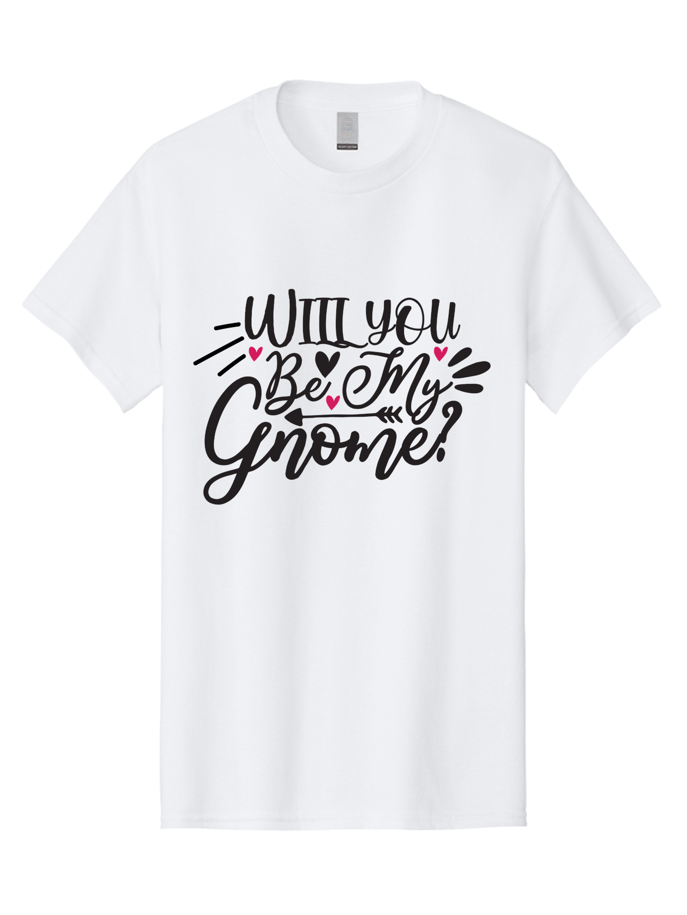 Will You Be My Gnome Men'S Graphic Tee, 100% Cotton, Comfortable Casual Summer Wear, Machine Washable, Romantic Quote, Gnome Love, Valentine'S Day, Cute Phrase, Sweet Message, Handmade Feel, Whimsical Typography, Playful Hearts, Aae851 19