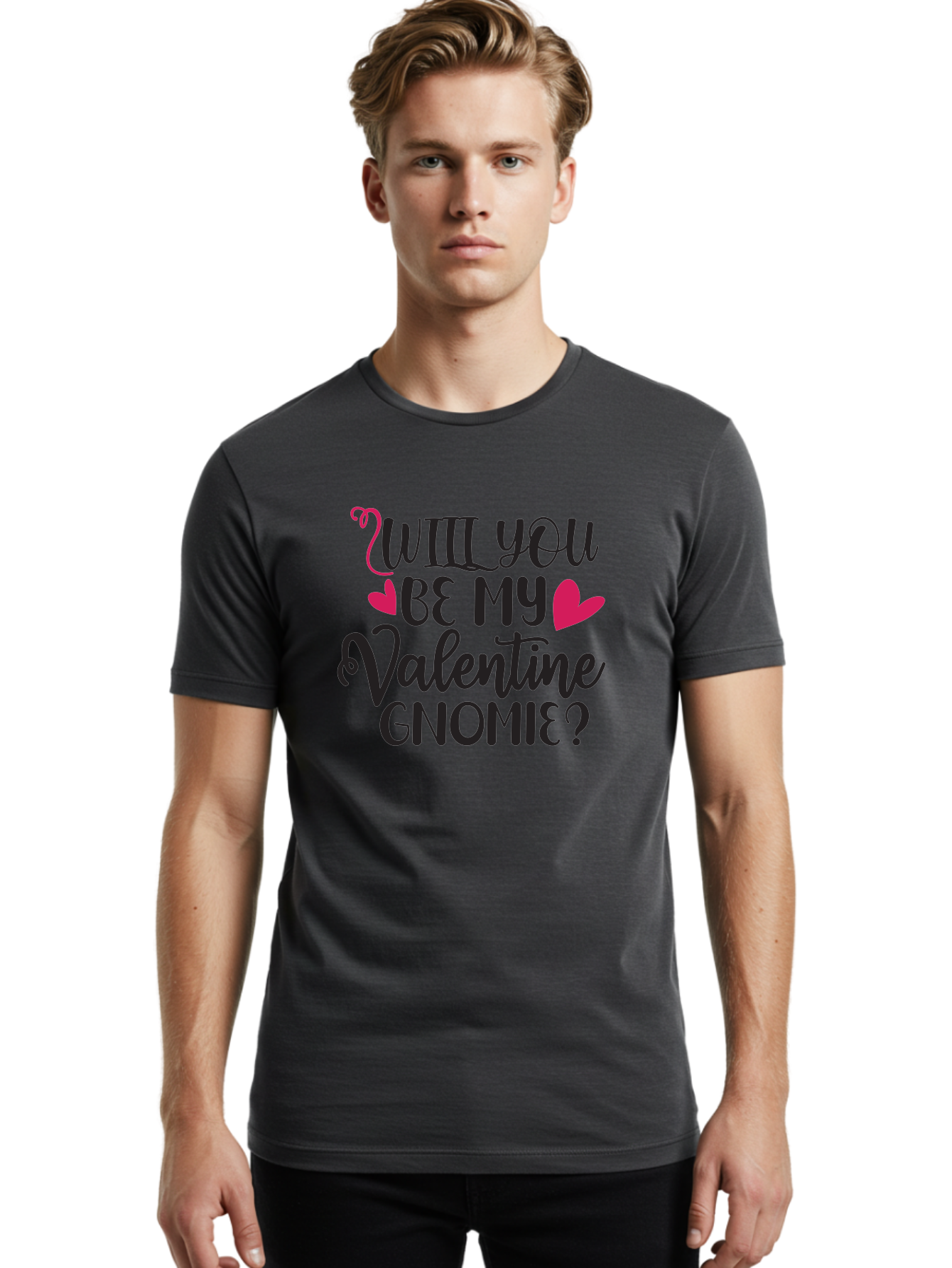 Will You Be My Valentine Gnomie Men'S Graphic Tee, 100% Cotton, Comfortable Casual Summer Wear, Machine Washable, Valentine'S Day Card, Cute Gnome, Love Message, Heartwarming Greeting, Sweetheart, Quirky Romance Aae852 4