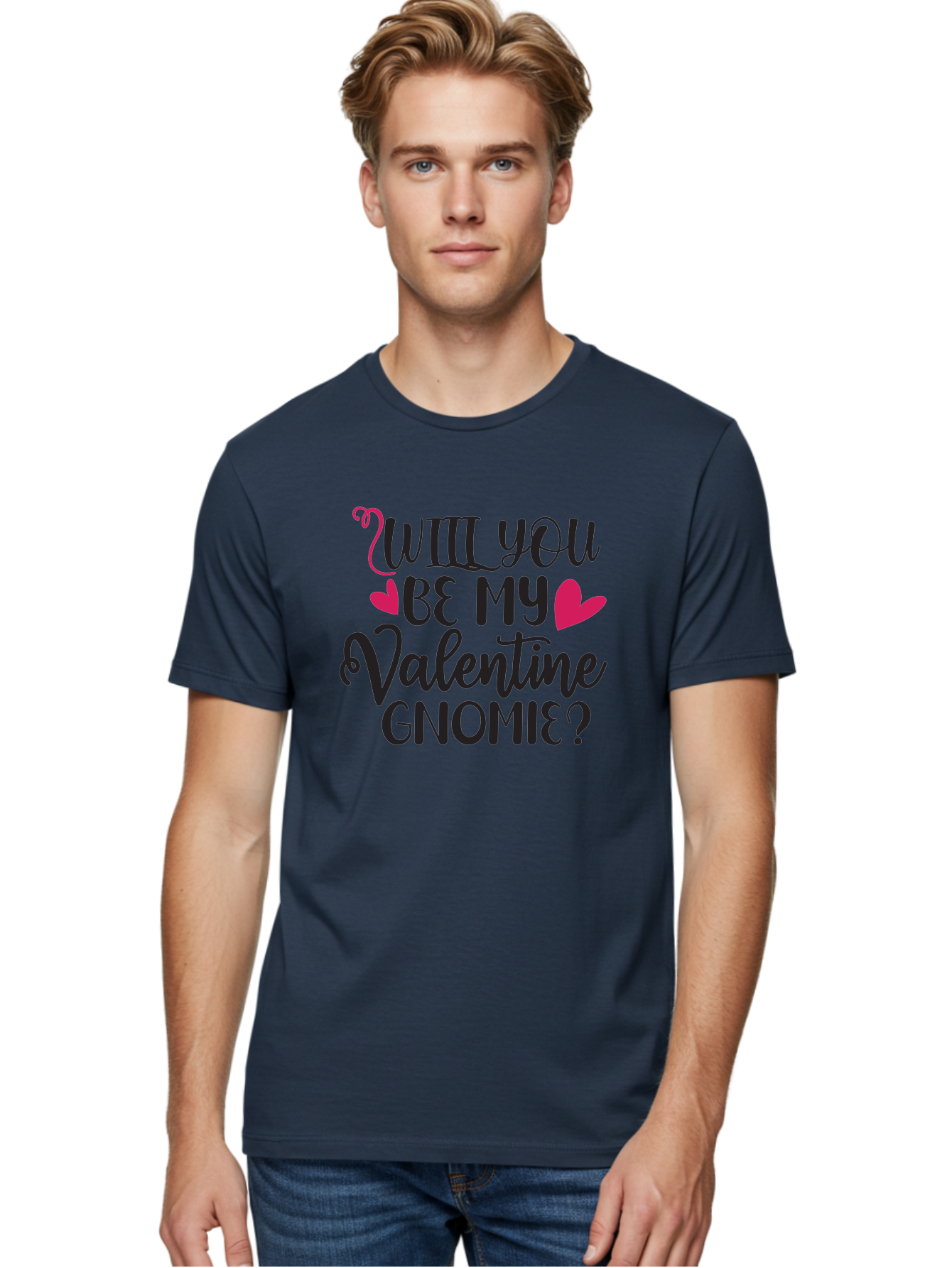 Will You Be My Valentine Gnomie Men'S Graphic Tee, 100% Cotton, Comfortable Casual Summer Wear, Machine Washable, Valentine'S Day Card, Cute Gnome, Love Message, Heartwarming Greeting, Sweetheart, Quirky Romance Aae852 8