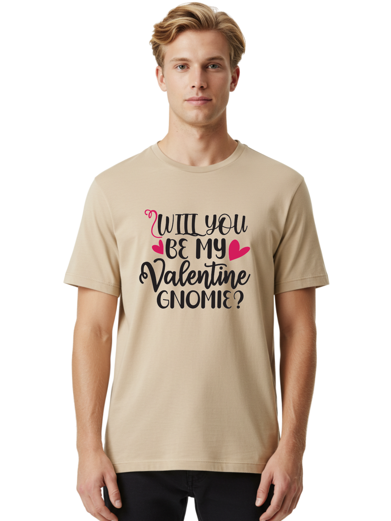 Will You Be My Valentine Gnomie Men'S Graphic Tee, 100% Cotton, Comfortable Casual Summer Wear, Machine Washable, Valentine'S Day Card, Cute Gnome, Love Message, Heartwarming Greeting, Sweetheart, Quirky Romance Aae852 24
