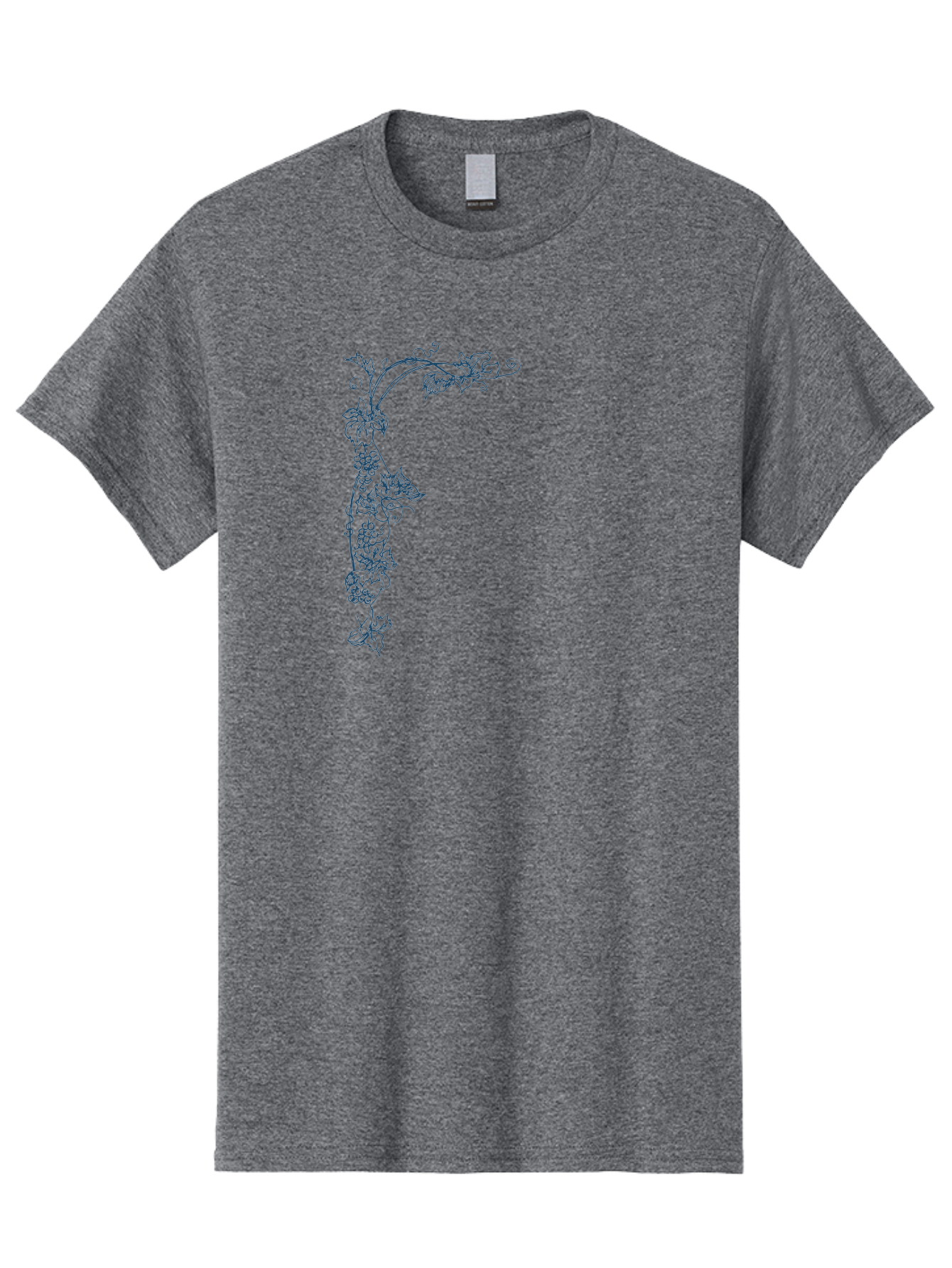 Wine Flower Men'S Graphic Tee, 100% Cotton, Comfortable Casual Summer Wear, Machine Washable, Grapevine Illustration, Vintage Floral Design, Elegant Vine Pattern, Leaves And Grapes, Classic Artwork, Ornate Details, Decorative Element, Aae853 17