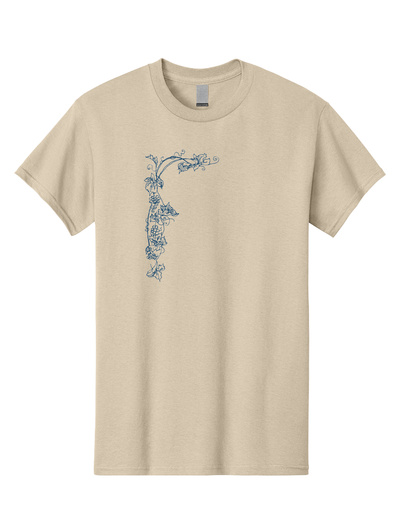Wine Flower Men'S Graphic Tee, 100% Cotton, Comfortable Casual Summer Wear, Machine Washable, Grapevine Illustration, Vintage Floral Design, Elegant Vine Pattern, Leaves And Grapes, Classic Artwork, Ornate Details, Decorative Element, Aae853 11