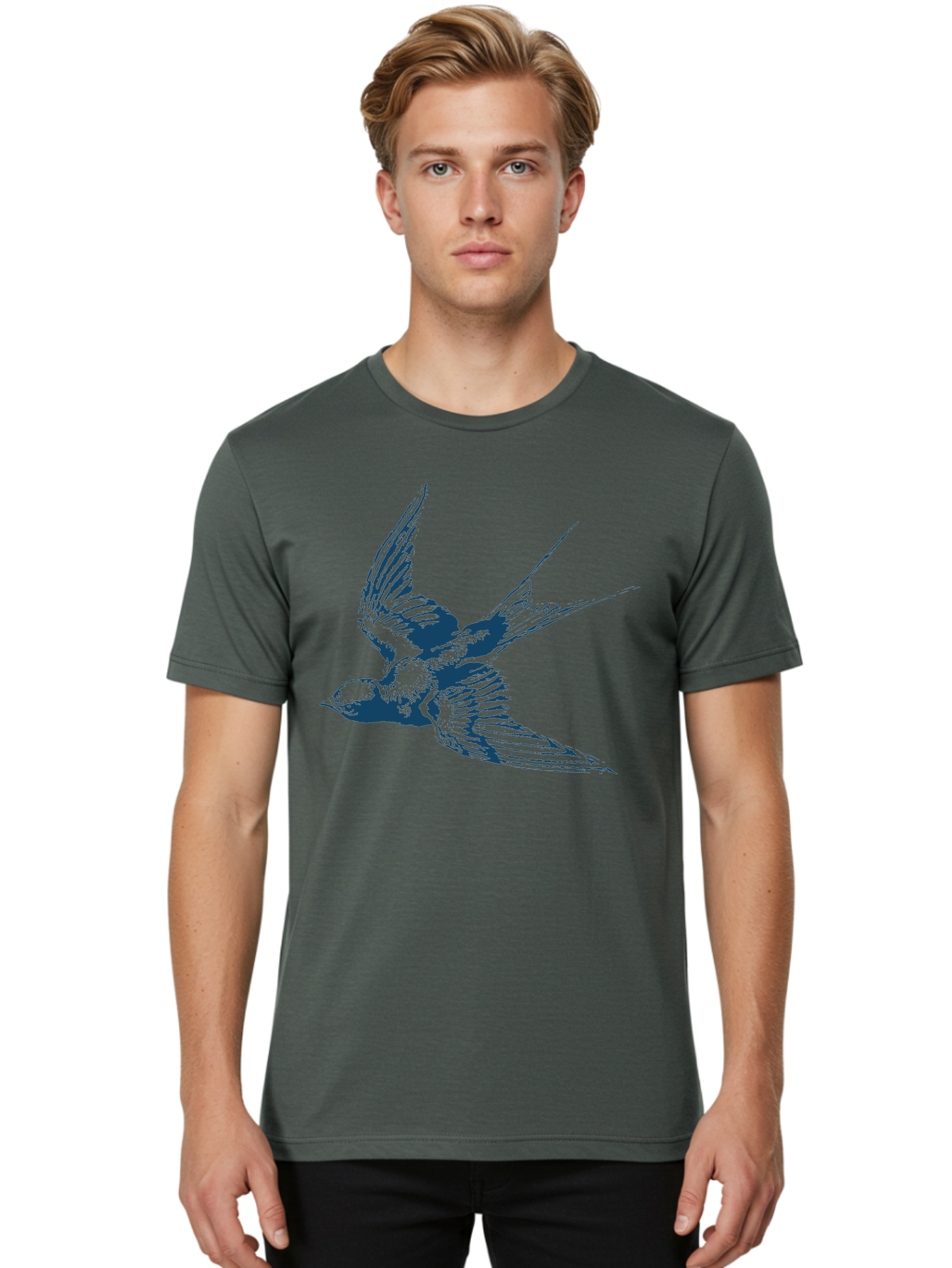 Wings Of Grace Men'S Graphic Tee, 100% Cotton, Comfortable Casual Summer Wear, Machine Washable, Swallow Bird, Flying Bird, Bird In Flight, Abstract Bird, Bird Illustration, Winged Creature, Artistic Representation Aae854 12