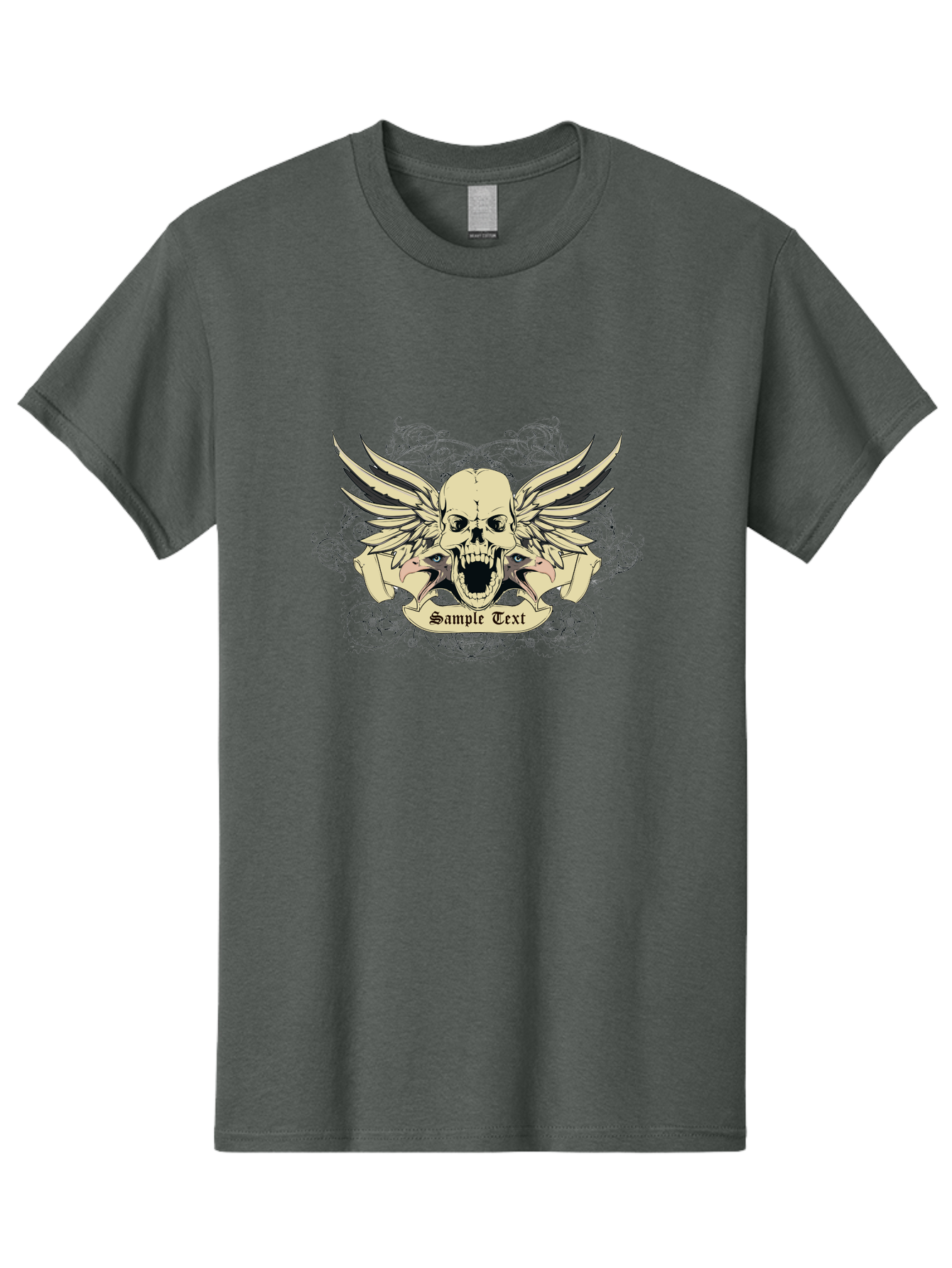 Wings Of Vengeance Skull Men'S Graphic Tee, 100% Cotton, Comfortable Casual Summer Wear, Machine Washable, Skull With Wings, Tattoo Art, Gothic Design, Skull Illustration, Winged Skull, Sample Text, Bold Graphics, Edgy Style, Aae855 23
