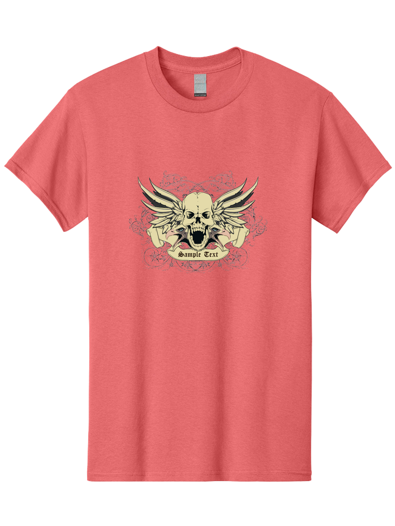 Wings Of Vengeance Skull Men'S Graphic Tee, 100% Cotton, Comfortable Casual Summer Wear, Machine Washable, Skull With Wings, Tattoo Art, Gothic Design, Skull Illustration, Winged Skull, Sample Text, Bold Graphics, Edgy Style, Aae855 5