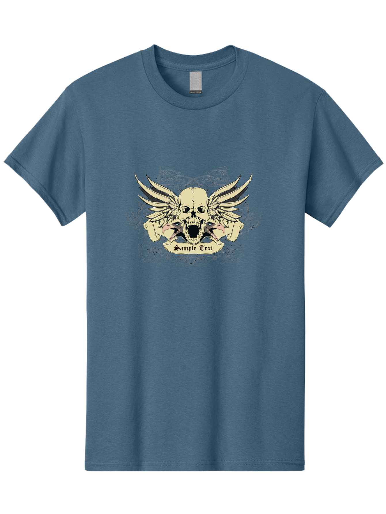 Wings Of Vengeance Skull Men'S Graphic Tee, 100% Cotton, Comfortable Casual Summer Wear, Machine Washable, Skull With Wings, Tattoo Art, Gothic Design, Skull Illustration, Winged Skull, Sample Text, Bold Graphics, Edgy Style, Aae855 7