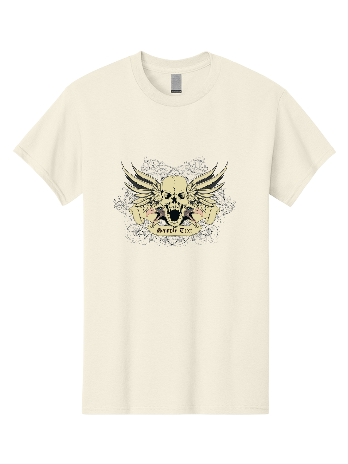 Wings Of Vengeance Skull Men'S Graphic Tee, 100% Cotton, Comfortable Casual Summer Wear, Machine Washable, Skull With Wings, Tattoo Art, Gothic Design, Skull Illustration, Winged Skull, Sample Text, Bold Graphics, Edgy Style, Aae855 19