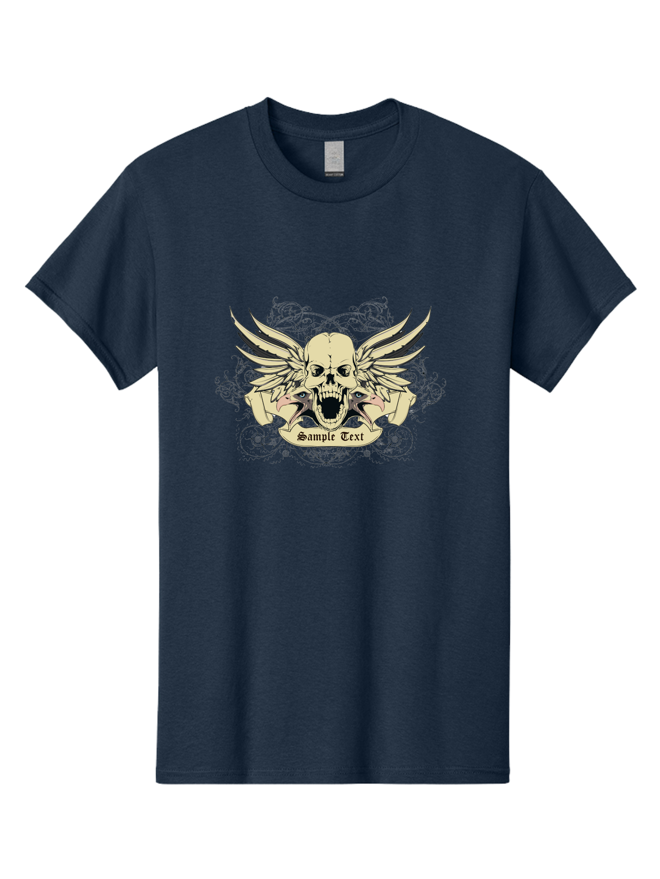 Wings Of Vengeance Skull Men'S Graphic Tee, 100% Cotton, Comfortable Casual Summer Wear, Machine Washable, Skull With Wings, Tattoo Art, Gothic Design, Skull Illustration, Winged Skull, Sample Text, Bold Graphics, Edgy Style, Aae855 17