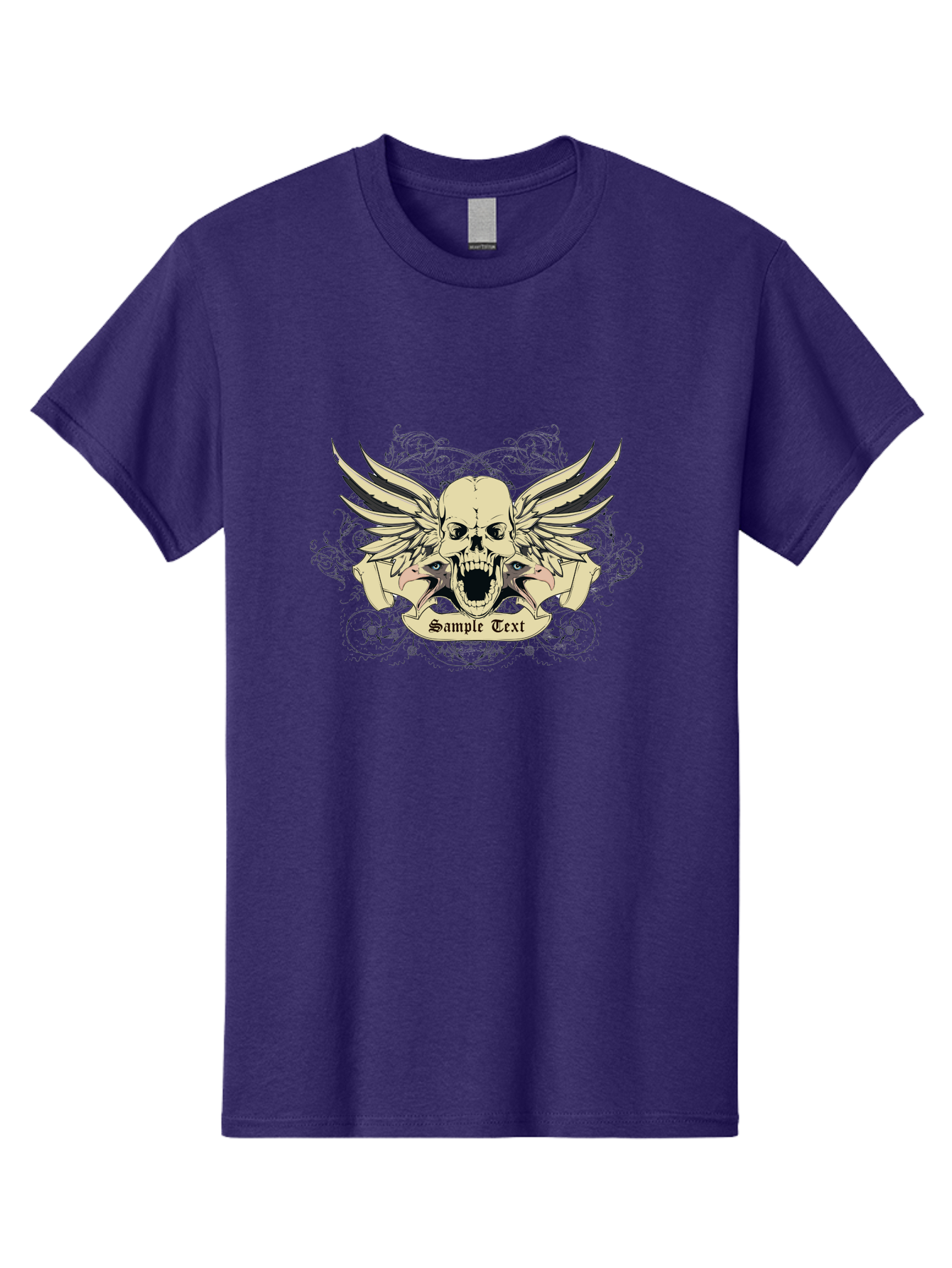 Wings Of Vengeance Skull Men'S Graphic Tee, 100% Cotton, Comfortable Casual Summer Wear, Machine Washable, Skull With Wings, Tattoo Art, Gothic Design, Skull Illustration, Winged Skull, Sample Text, Bold Graphics, Edgy Style, Aae855 15