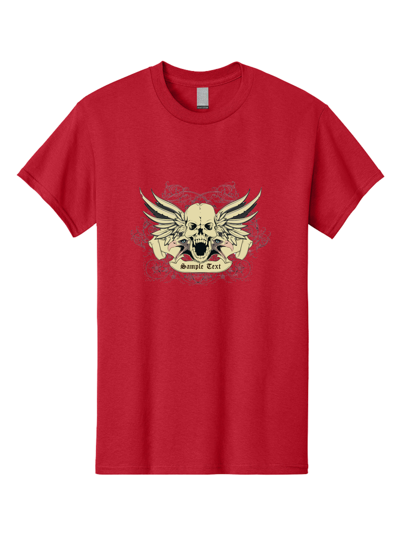Wings Of Vengeance Skull Men'S Graphic Tee, 100% Cotton, Comfortable Casual Summer Wear, Machine Washable, Skull With Wings, Tattoo Art, Gothic Design, Skull Illustration, Winged Skull, Sample Text, Bold Graphics, Edgy Style, Aae855 13
