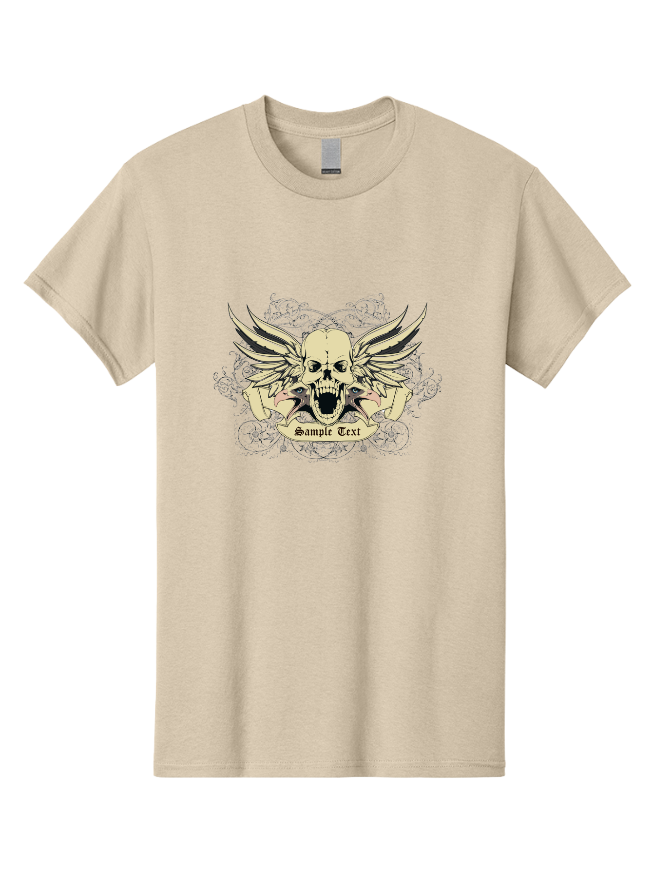 Wings Of Vengeance Skull Men'S Graphic Tee, 100% Cotton, Comfortable Casual Summer Wear, Machine Washable, Skull With Wings, Tattoo Art, Gothic Design, Skull Illustration, Winged Skull, Sample Text, Bold Graphics, Edgy Style, Aae855 9