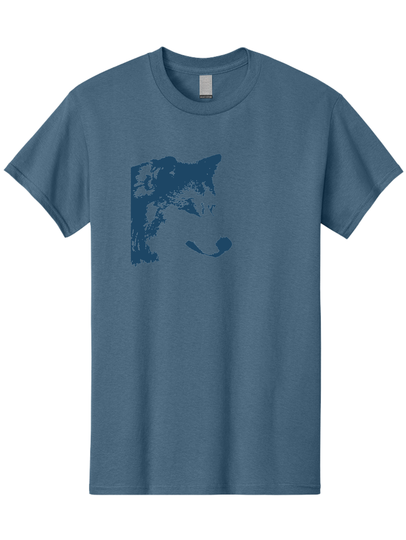 Wolf Men'S Graphic Tee, 100% Cotton, Comfortable Casual Summer Wear, Machine Washable, Wolf Face, Wildlife Animal, Dark Blue Silhouette, Sharp Features, Mysterious Gaze, Bold Graphic Design, Animal Portrait, Abstract Art Aae859 25