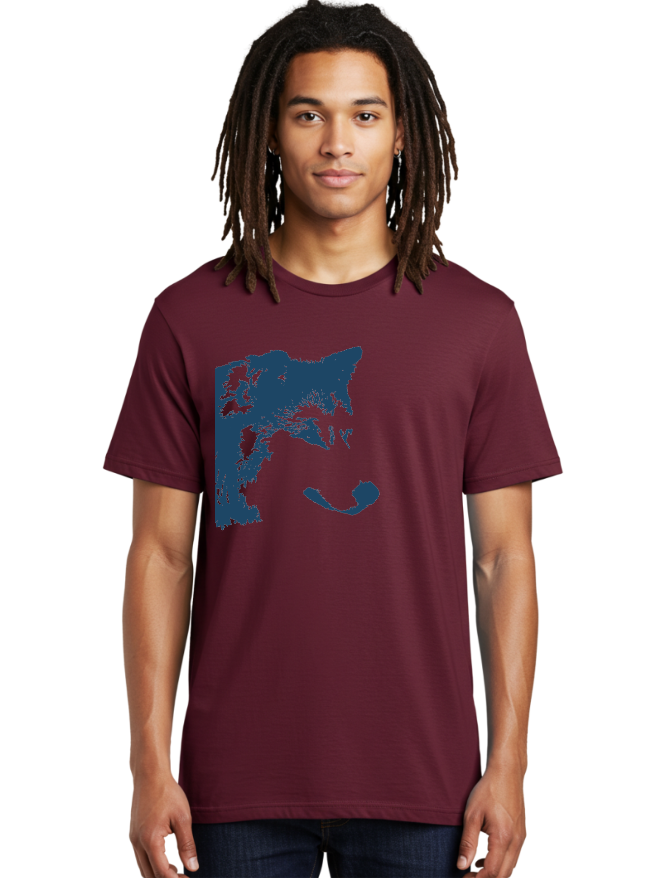 Wolf Men'S Graphic Tee, 100% Cotton, Comfortable Casual Summer Wear, Machine Washable, Wolf Face, Wildlife Animal, Dark Blue Silhouette, Sharp Features, Mysterious Gaze, Bold Graphic Design, Animal Portrait, Abstract Art Aae859 14
