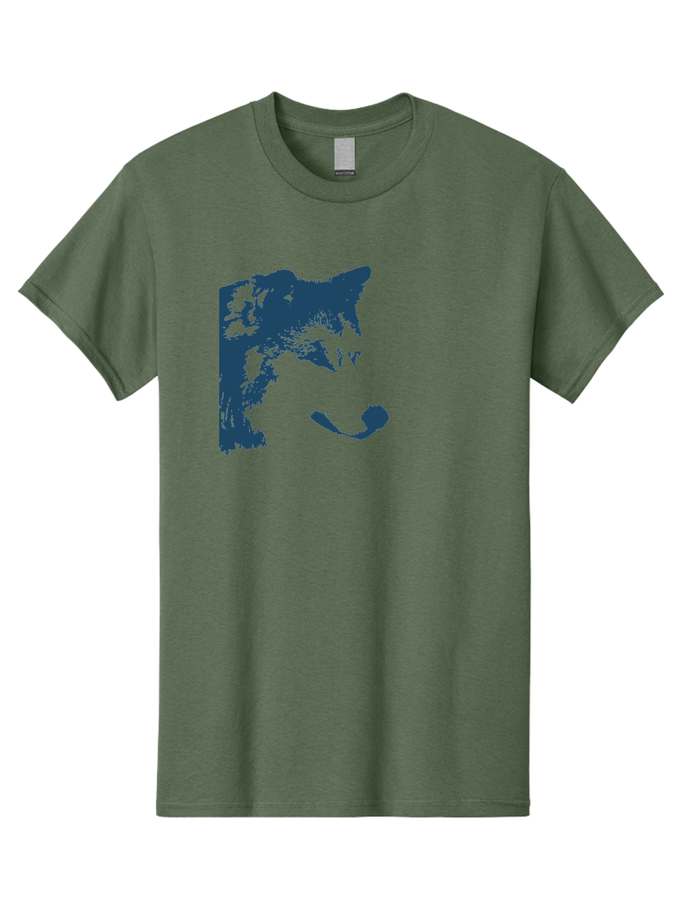 Wolf Men'S Graphic Tee, 100% Cotton, Comfortable Casual Summer Wear, Machine Washable, Wolf Face, Wildlife Animal, Dark Blue Silhouette, Sharp Features, Mysterious Gaze, Bold Graphic Design, Animal Portrait, Abstract Art Aae859 3