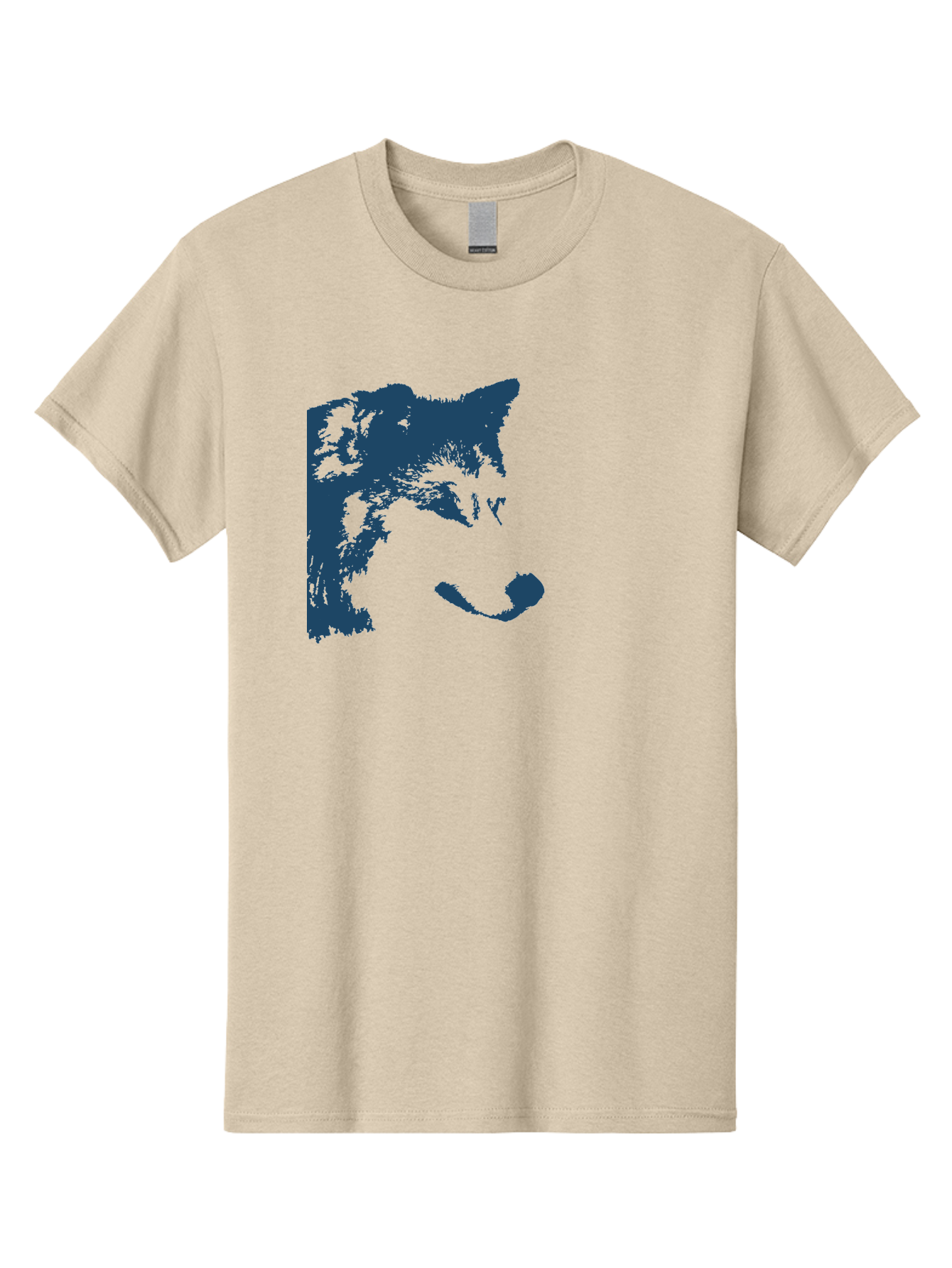 Wolf Men'S Graphic Tee, 100% Cotton, Comfortable Casual Summer Wear, Machine Washable, Wolf Face, Wildlife Animal, Dark Blue Silhouette, Sharp Features, Mysterious Gaze, Bold Graphic Design, Animal Portrait, Abstract Art Aae859 5