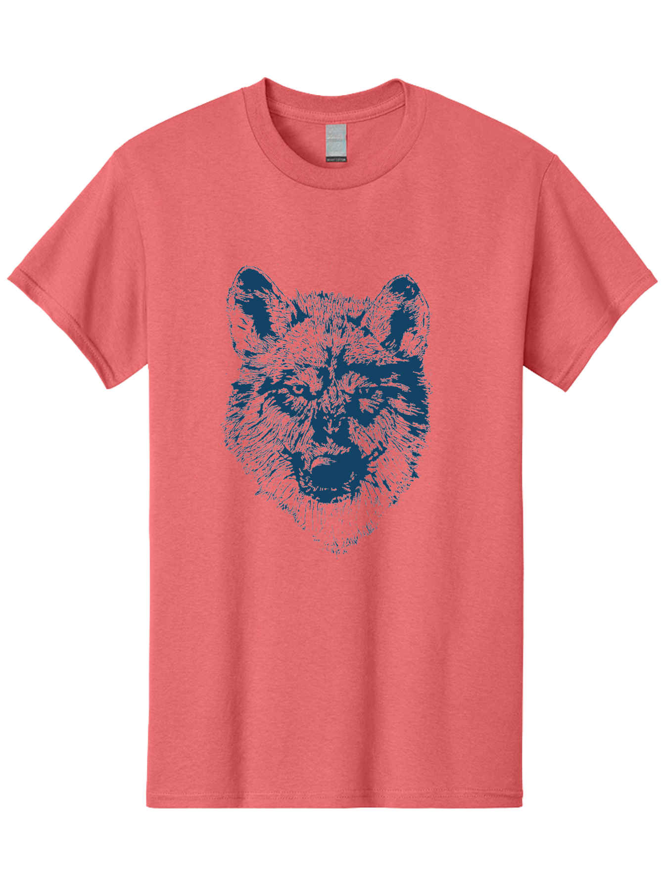 Wolf-Head Men'S Graphic Tee, 100% Cotton, Comfortable Casual Summer Wear, Machine Washable, Wolf Head Illustration, Wildlife Art, Wild Animal Portrait, Sketch Style, Detailed Fur Texture, Intense Gaze, Blue And Green Tones, Graphic Design, Aae860 27