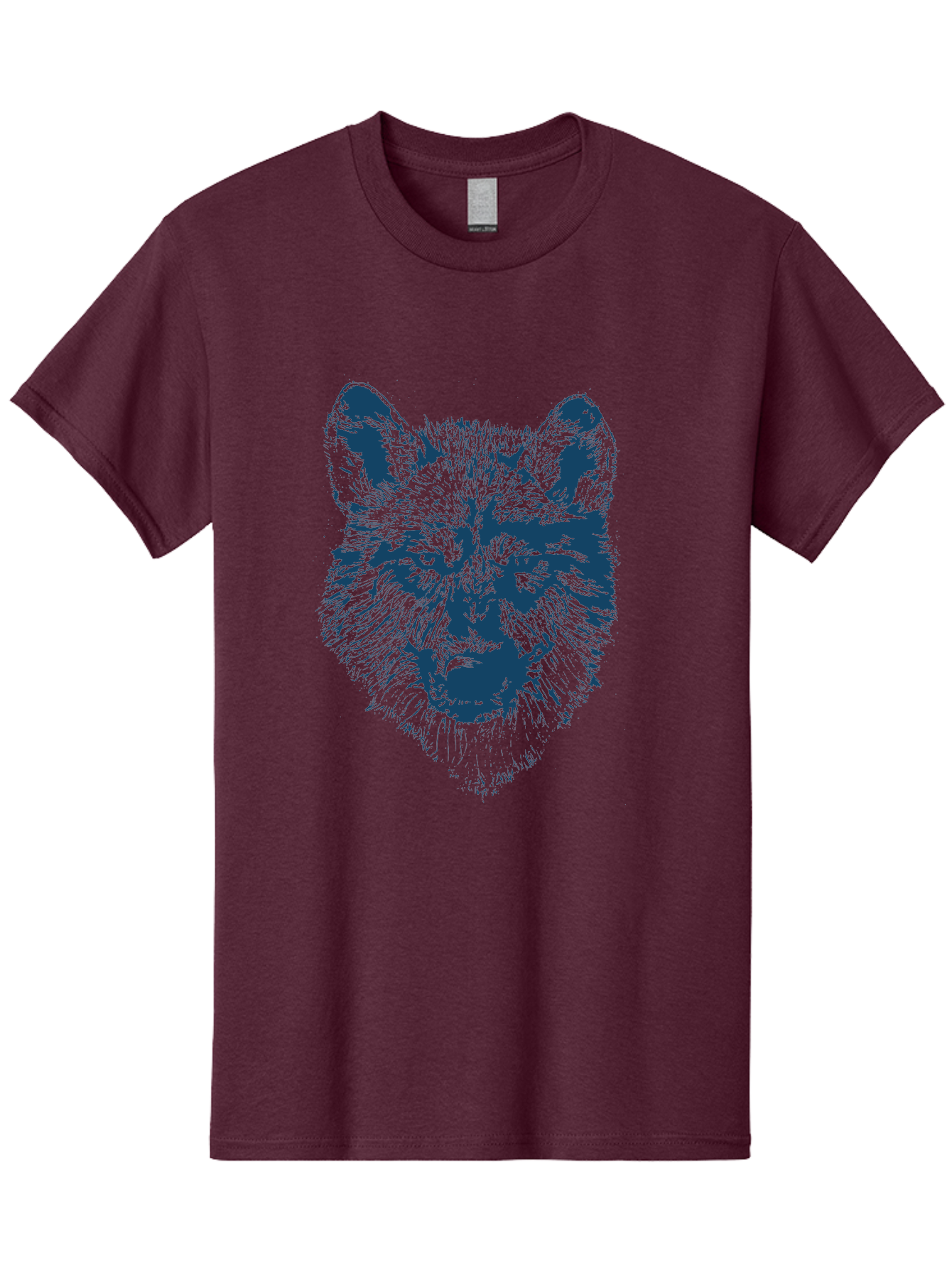 Wolf-Head Men'S Graphic Tee, 100% Cotton, Comfortable Casual Summer Wear, Machine Washable, Wolf Head Illustration, Wildlife Art, Wild Animal Portrait, Sketch Style, Detailed Fur Texture, Intense Gaze, Blue And Green Tones, Graphic Design, Aae860 29