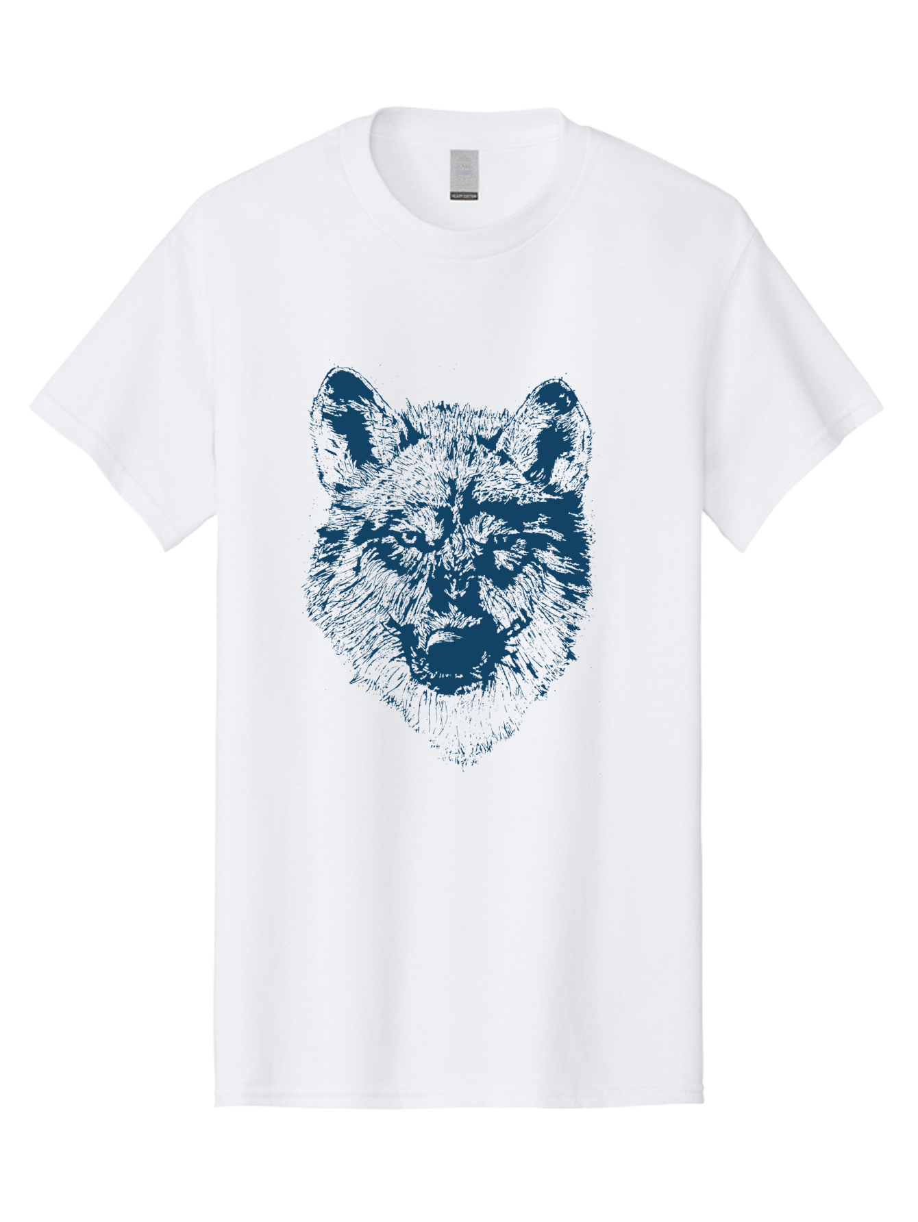 Wolf-Head Men'S Graphic Tee, 100% Cotton, Comfortable Casual Summer Wear, Machine Washable, Wolf Head Illustration, Wildlife Art, Wild Animal Portrait, Sketch Style, Detailed Fur Texture, Intense Gaze, Blue And Green Tones, Graphic Design, Aae860 5