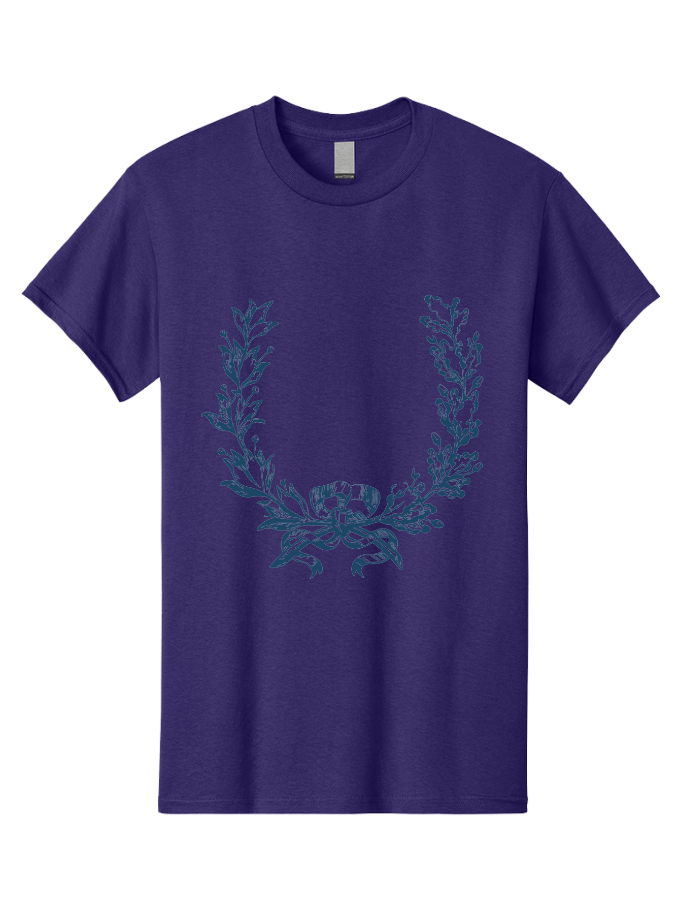 Wreath-Flower Men'S Graphic Tee, 100% Cotton, Comfortable Casual Summer Wear, Machine Washable, Laurel Wreath, Purple Leaves, Decorative Border, Elegant Design, Symbolic Motif, Leaves Tied With Ribbon, Classic Illustration, Award Symbol Aae869 19