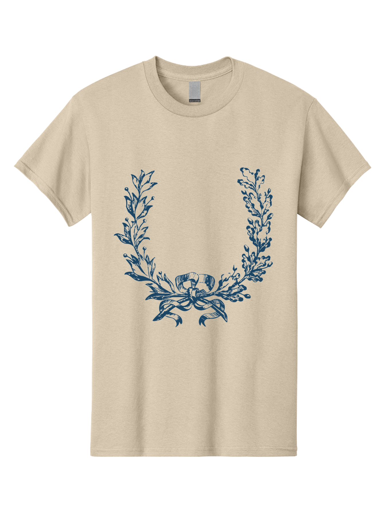 Wreath-Flower Men'S Graphic Tee, 100% Cotton, Comfortable Casual Summer Wear, Machine Washable, Laurel Wreath, Purple Leaves, Decorative Border, Elegant Design, Symbolic Motif, Leaves Tied With Ribbon, Classic Illustration, Award Symbol Aae869 3