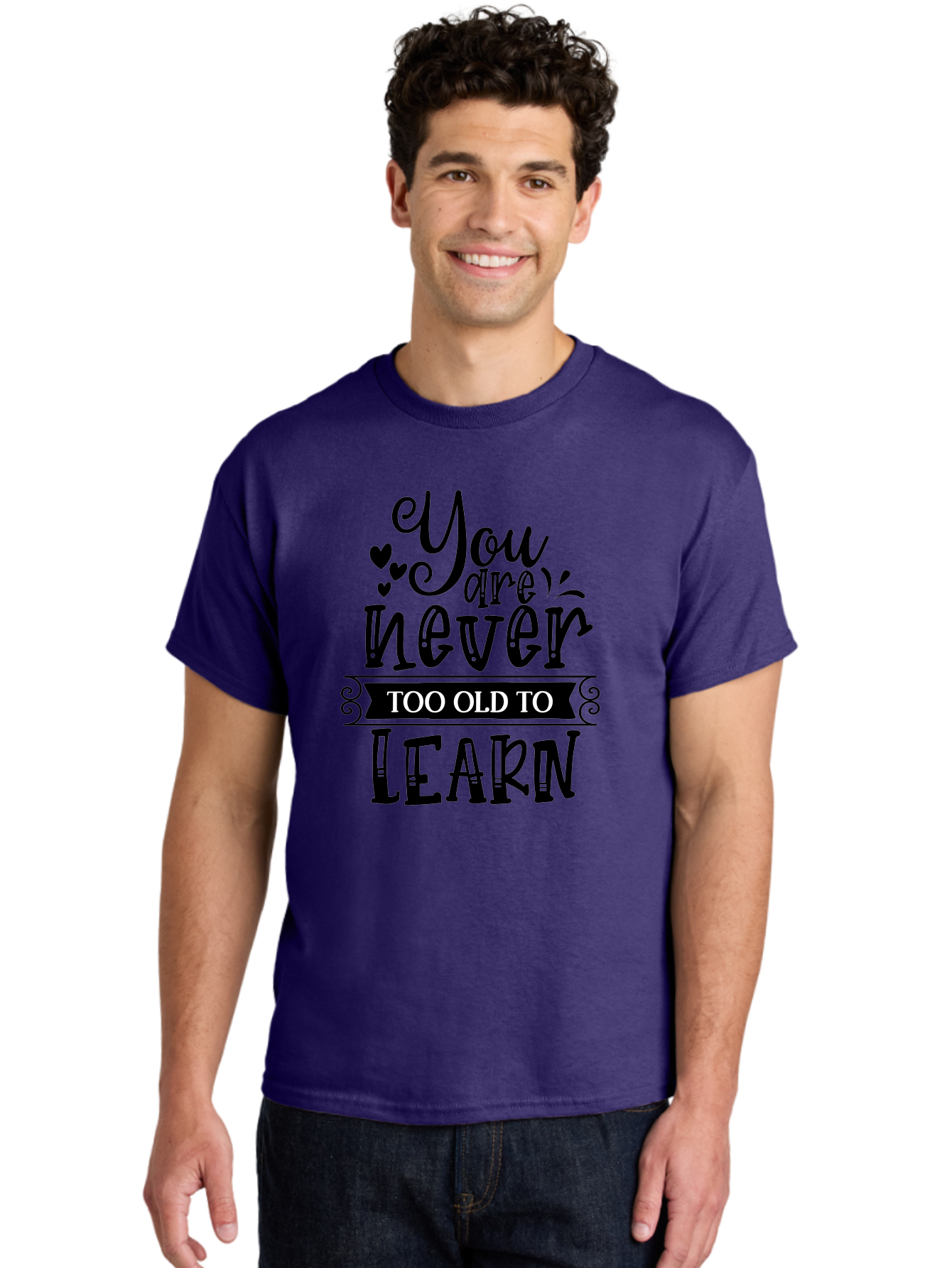 You Are Never Too Old To Learn Men'S Graphic Tee, 100% Cotton, Comfortable Casual Summer Wear, Machine Washable, Motivational Quote, Inspirational Saying, Learning Is Lifelong, Personal Growth, Self-Improvement, Educational Encouragement, Aae873 6