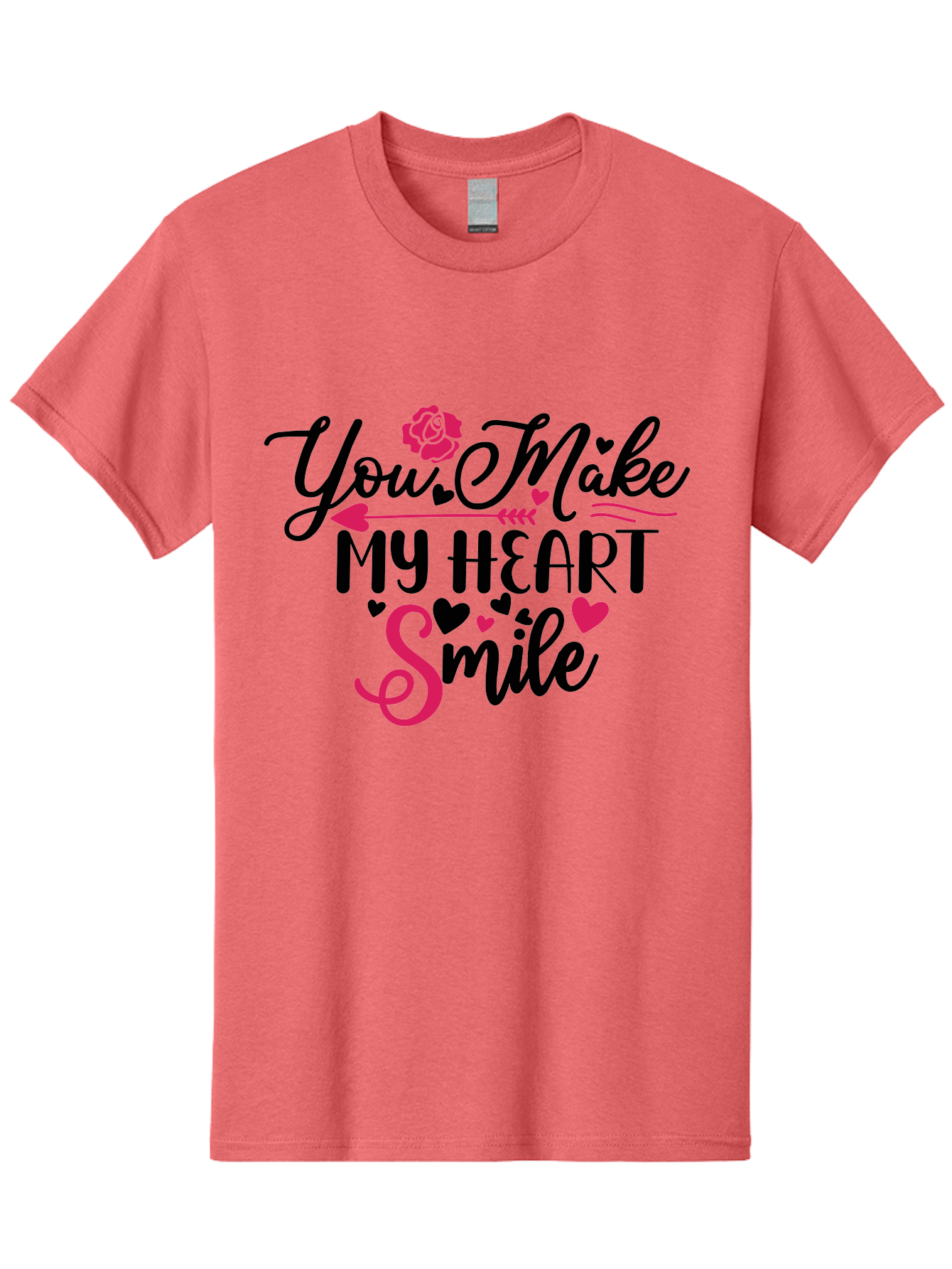 You Make My Heart Smile-01 Men'S Graphic Tee, 100% Cotton, Comfortable Casual Summer Wear, Machine Washable, Heartfelt Message, Love Quote, Romantic Phrase, You Make My Heart Smile, Valentines Day Gift, Love Letter, Sweet Sentiment, Aae876 7