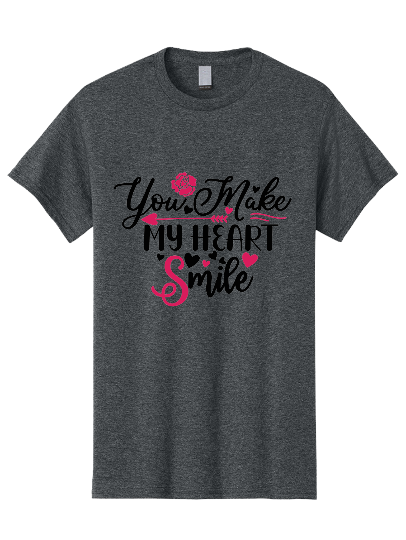 You Make My Heart Smile-01 Men'S Graphic Tee, 100% Cotton, Comfortable Casual Summer Wear, Machine Washable, Heartfelt Message, Love Quote, Romantic Phrase, You Make My Heart Smile, Valentines Day Gift, Love Letter, Sweet Sentiment, Aae876 9
