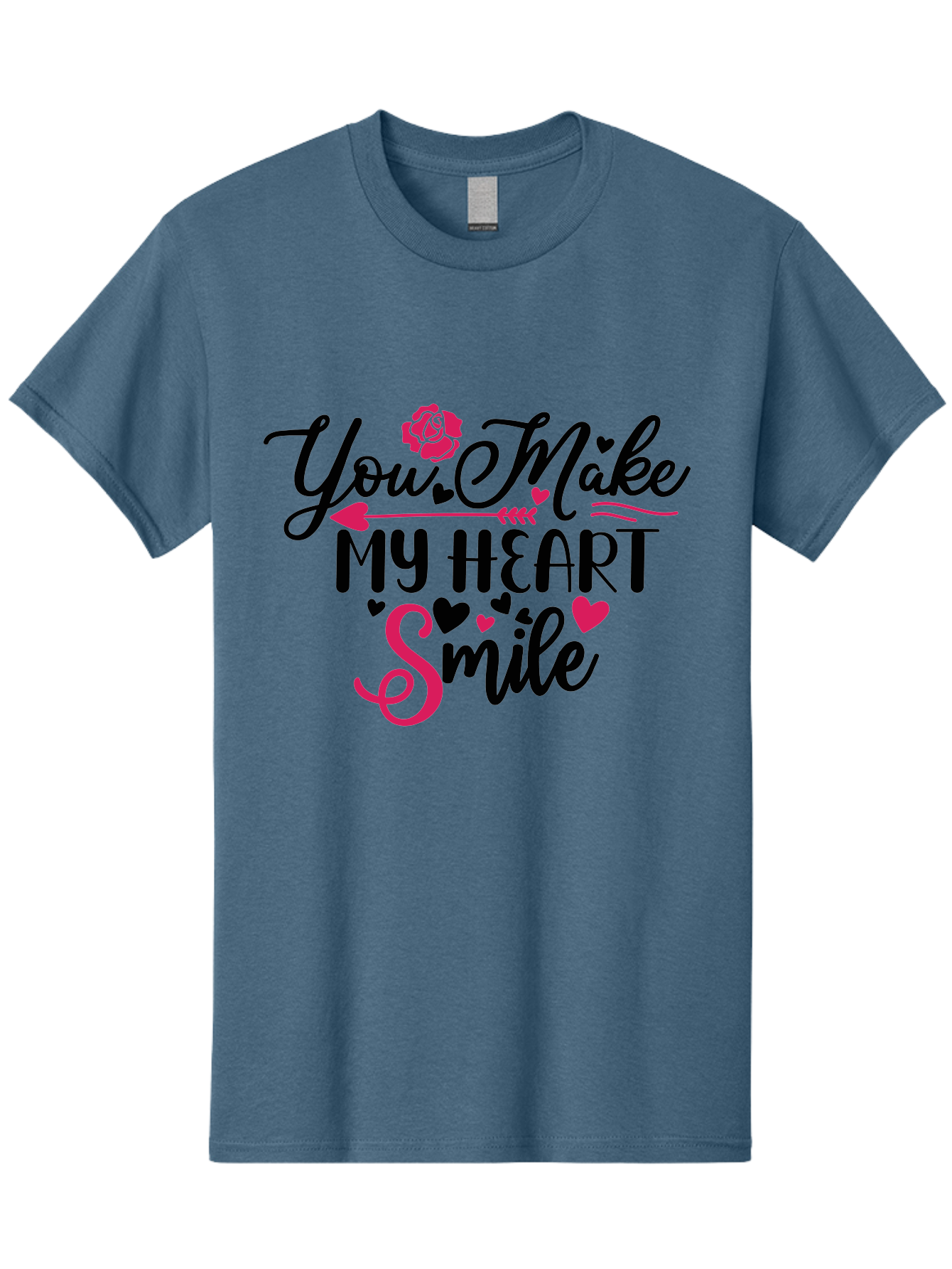 You Make My Heart Smile-01 Men'S Graphic Tee, 100% Cotton, Comfortable Casual Summer Wear, Machine Washable, Heartfelt Message, Love Quote, Romantic Phrase, You Make My Heart Smile, Valentines Day Gift, Love Letter, Sweet Sentiment, Aae876 15