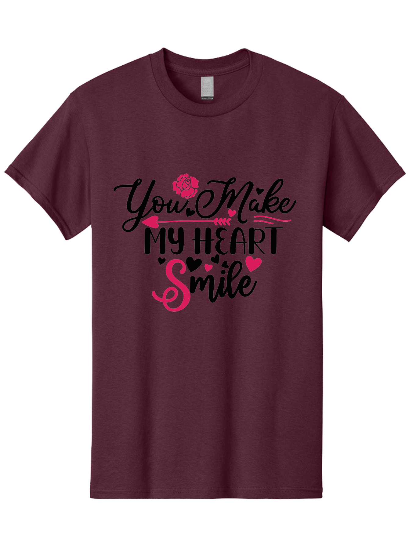 You Make My Heart Smile-01 Men'S Graphic Tee, 100% Cotton, Comfortable Casual Summer Wear, Machine Washable, Heartfelt Message, Love Quote, Romantic Phrase, You Make My Heart Smile, Valentines Day Gift, Love Letter, Sweet Sentiment, Aae876 3
