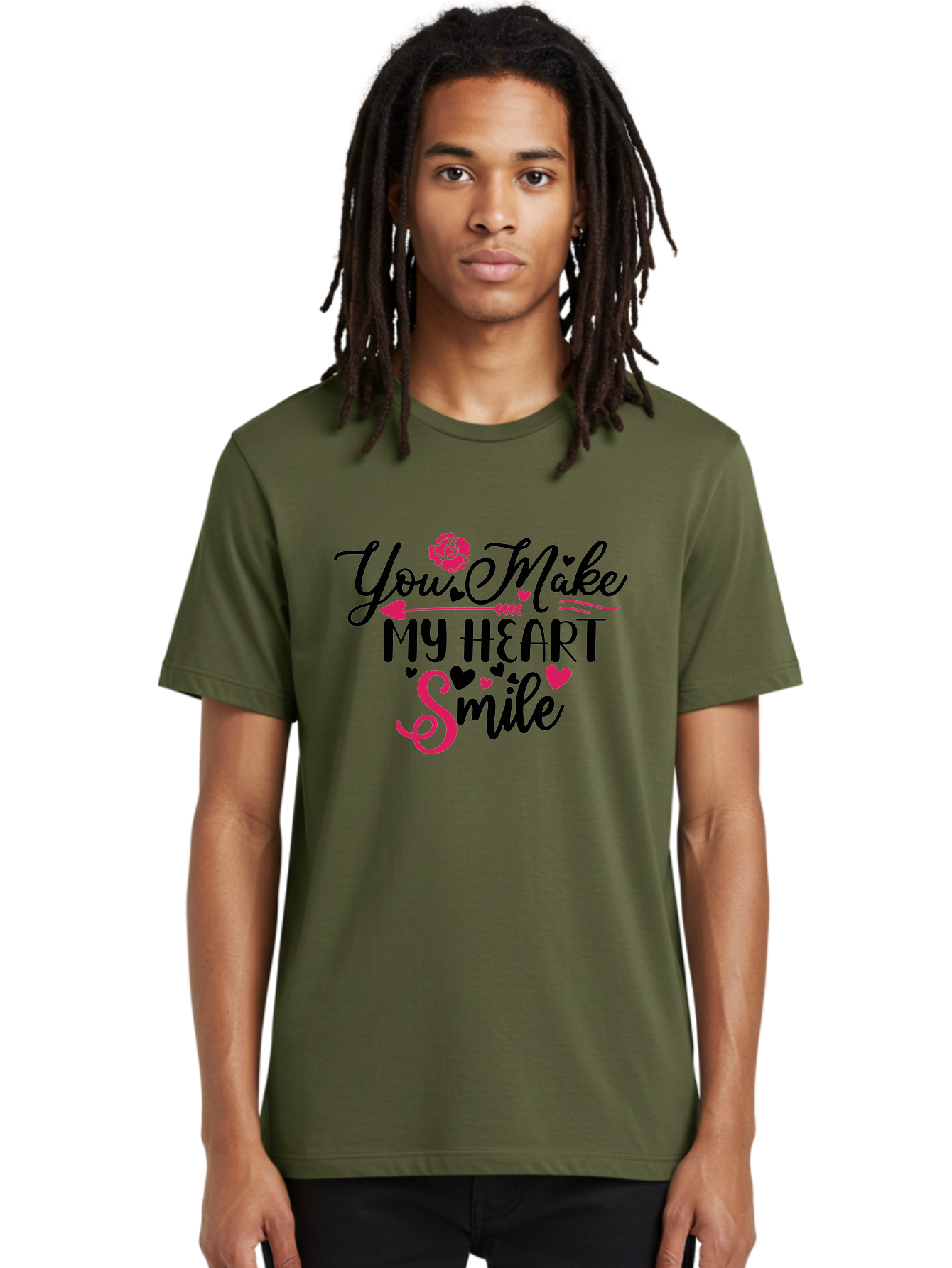You Make My Heart Smile-01 Men'S Graphic Tee, 100% Cotton, Comfortable Casual Summer Wear, Machine Washable, Heartfelt Message, Love Quote, Romantic Phrase, You Make My Heart Smile, Valentines Day Gift, Love Letter, Sweet Sentiment, Aae876 14