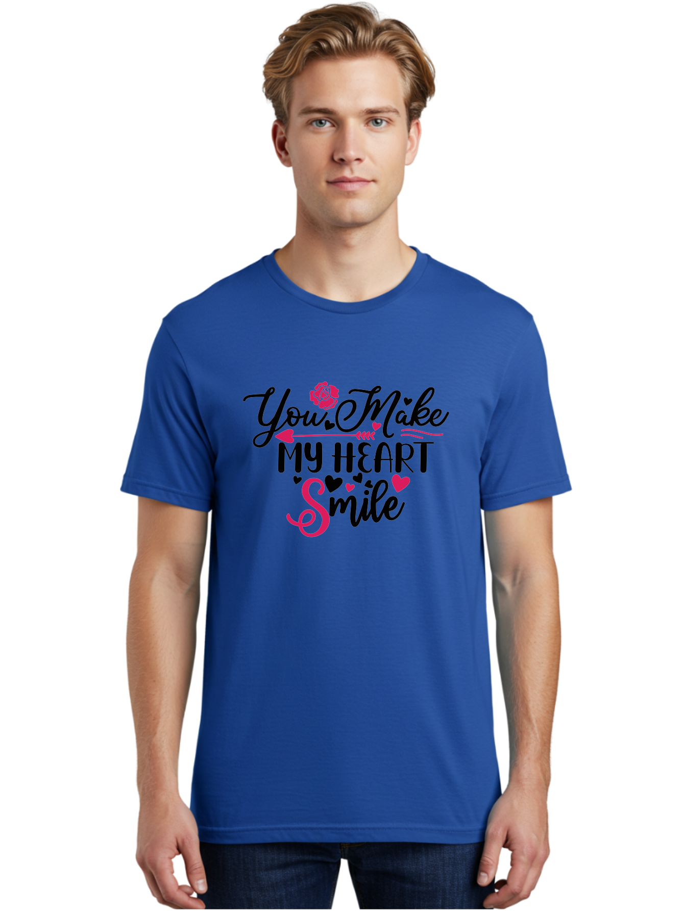 You Make My Heart Smile-01 Men'S Graphic Tee, 100% Cotton, Comfortable Casual Summer Wear, Machine Washable, Heartfelt Message, Love Quote, Romantic Phrase, You Make My Heart Smile, Valentines Day Gift, Love Letter, Sweet Sentiment, Aae876 22