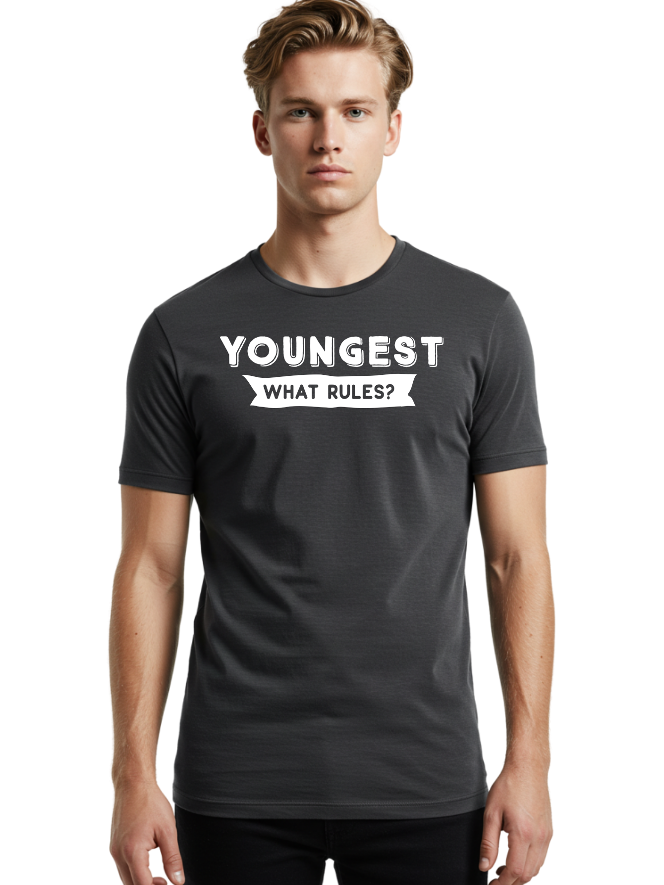 Youngest - What Rules White Men'S Graphic Tee, 100% Cotton, Comfortable Casual Summer Wear, Machine Washable, Youngest What Rules, Rule Breaking, Trending Topics, Social Media Buzz, Youth Culture, Controversy, Debate, Modern Slang Aae878 8