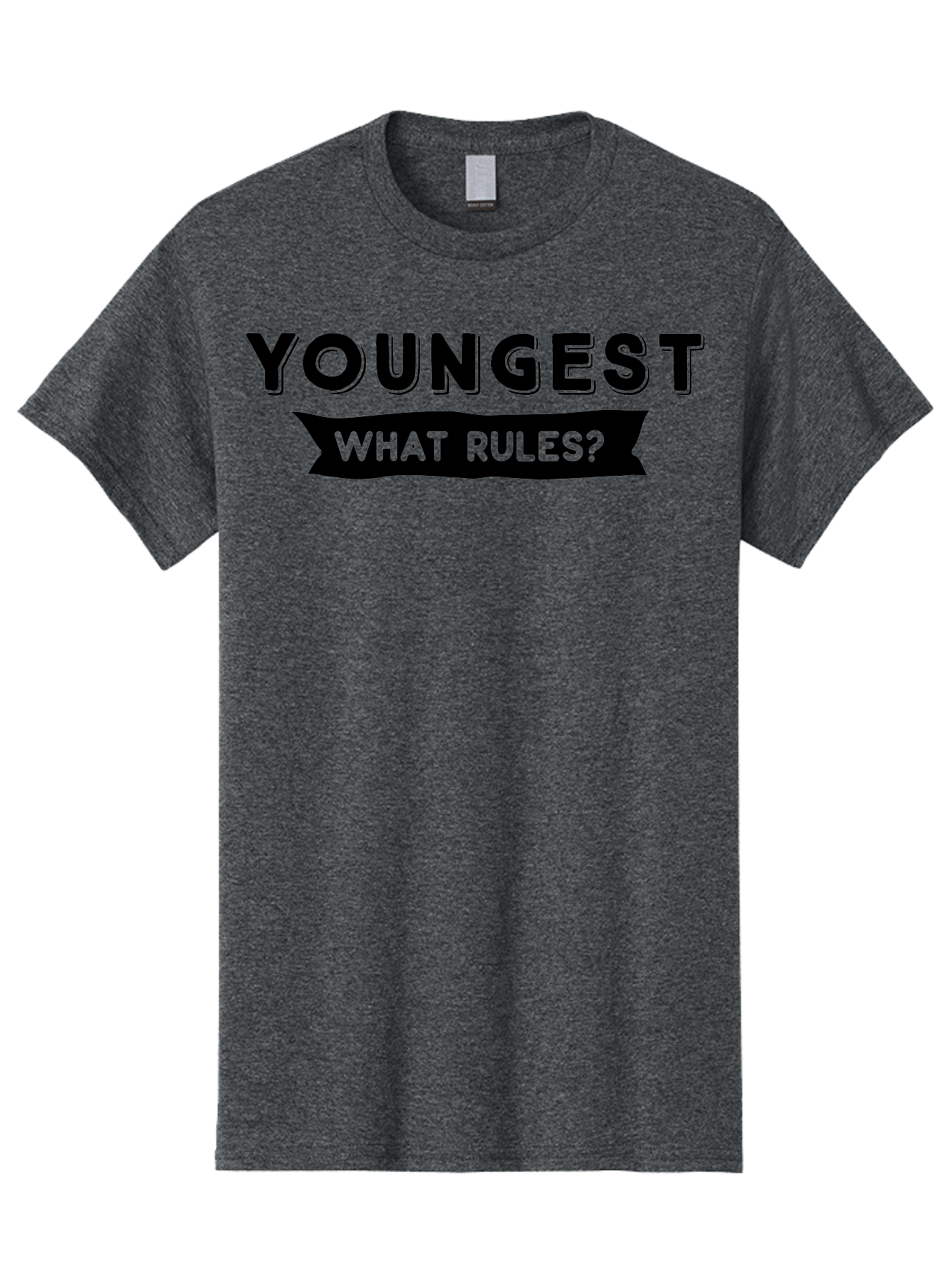 Youngest - What Rules Men'S Graphic Tee, 100% Cotton, Comfortable Casual Summer Wear, Machine Washable, Youngest, Rules, Bold Font, Black And Green, Provocative Question, Attention-Grabbing, Thought-Provoking Aae879 5