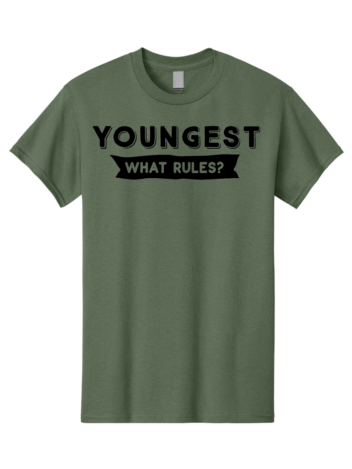 Youngest - What Rules Men'S Graphic Tee, 100% Cotton, Comfortable Casual Summer Wear, Machine Washable, Youngest, Rules, Bold Font, Black And Green, Provocative Question, Attention-Grabbing, Thought-Provoking Aae879 7