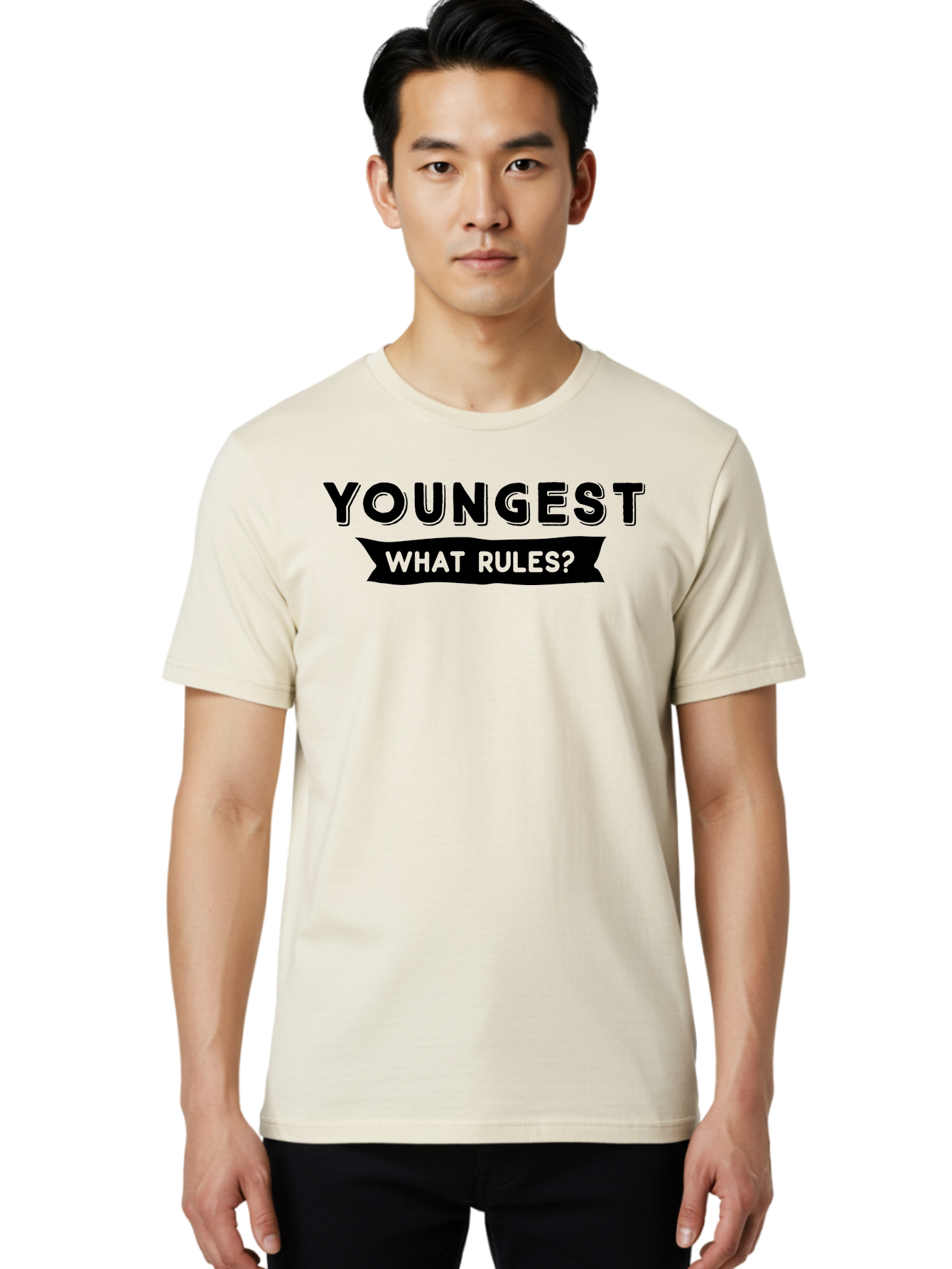 Youngest - What Rules Men'S Graphic Tee, 100% Cotton, Comfortable Casual Summer Wear, Machine Washable, Youngest, Rules, Bold Font, Black And Green, Provocative Question, Attention-Grabbing, Thought-Provoking Aae879 14