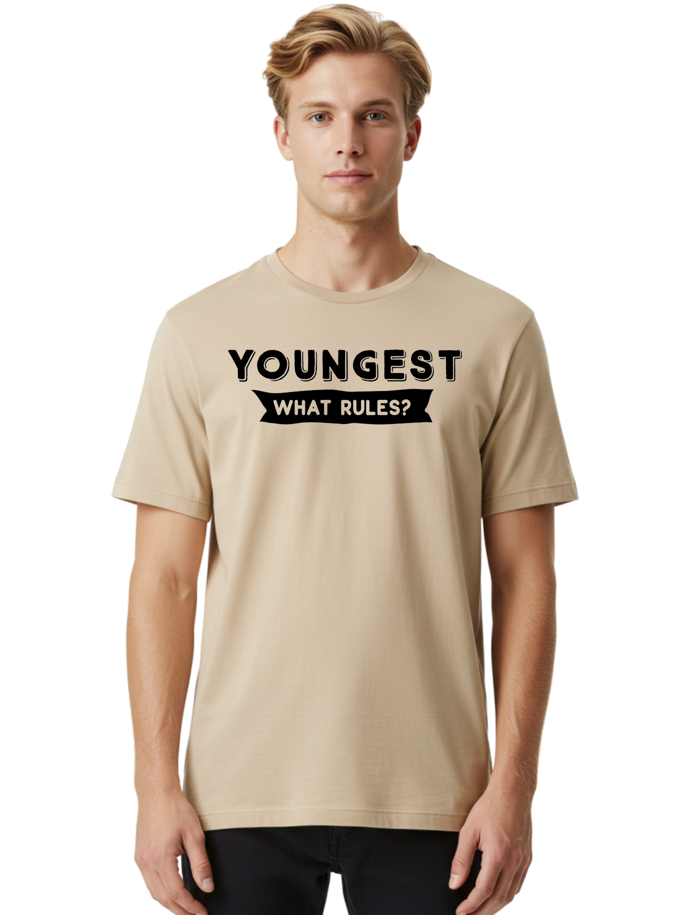 Youngest - What Rules Men'S Graphic Tee, 100% Cotton, Comfortable Casual Summer Wear, Machine Washable, Youngest, Rules, Bold Font, Black And Green, Provocative Question, Attention-Grabbing, Thought-Provoking Aae879 20