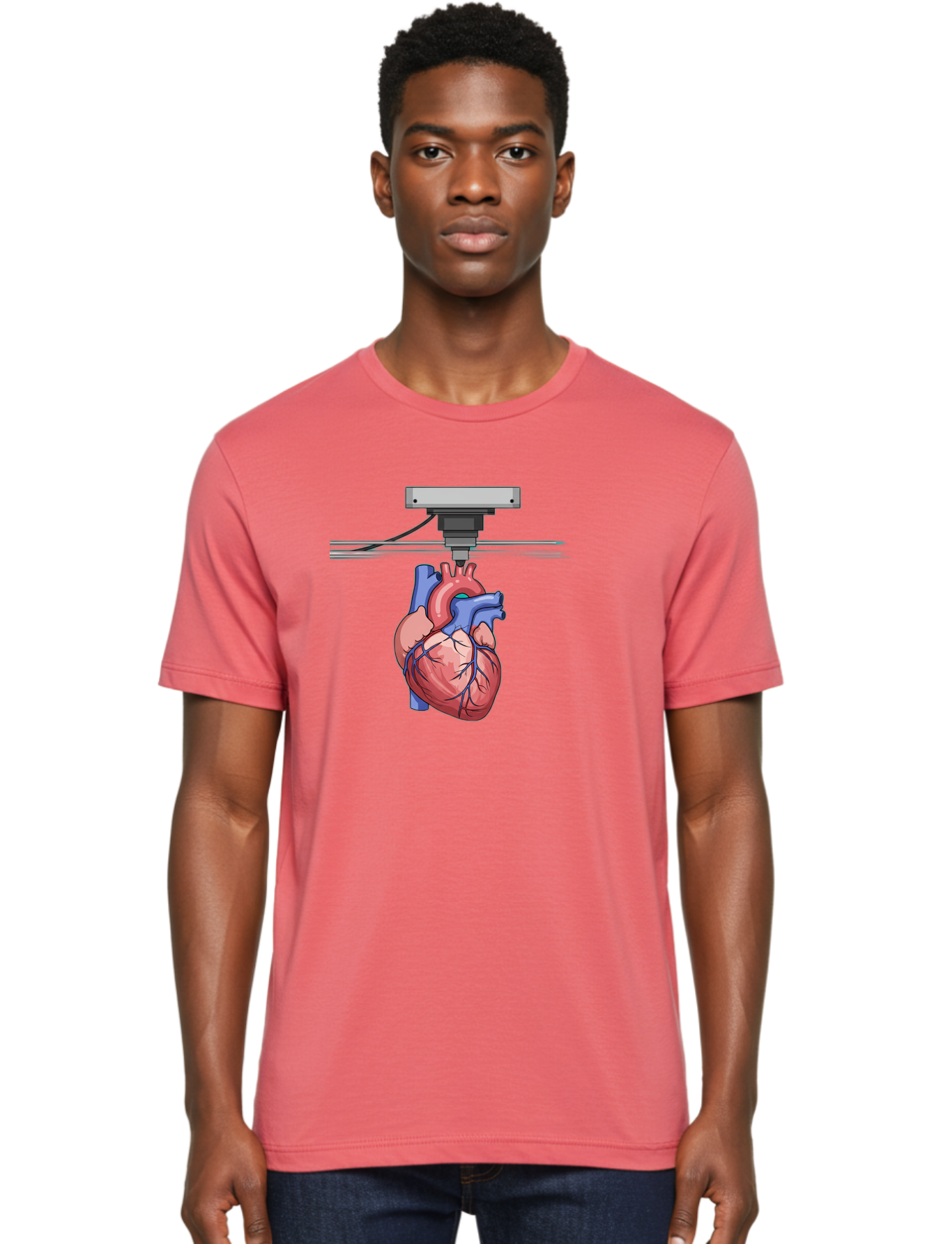 3D-Printed-Heart Men'S Graphic Tee, 100% Cotton, Comfortable Casual Summer Wear, Machine Washable, 3D Printing Human Heart, Medical Technology, Organ Printing, Biological Model, Cardiovascular System, Healthcare Innovation, Baa001 20