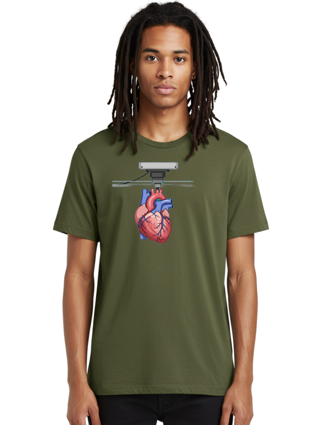 3D-Printed-Heart Men'S Graphic Tee, 100% Cotton, Comfortable Casual Summer Wear, Machine Washable, 3D Printing Human Heart, Medical Technology, Organ Printing, Biological Model, Cardiovascular System, Healthcare Innovation, Baa001 6