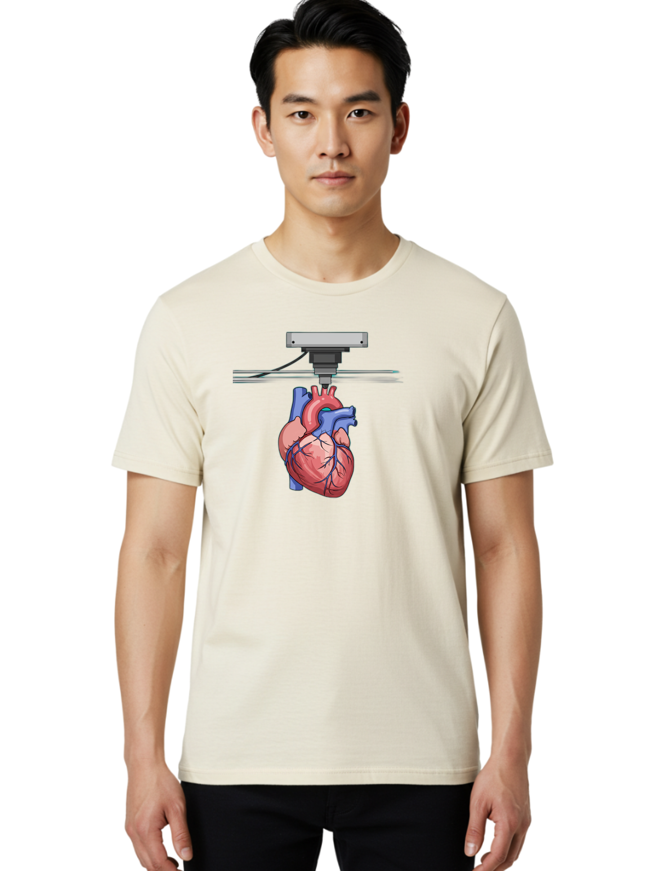 3D-Printed-Heart Men'S Graphic Tee, 100% Cotton, Comfortable Casual Summer Wear, Machine Washable, 3D Printing Human Heart, Medical Technology, Organ Printing, Biological Model, Cardiovascular System, Healthcare Innovation, Baa001 10