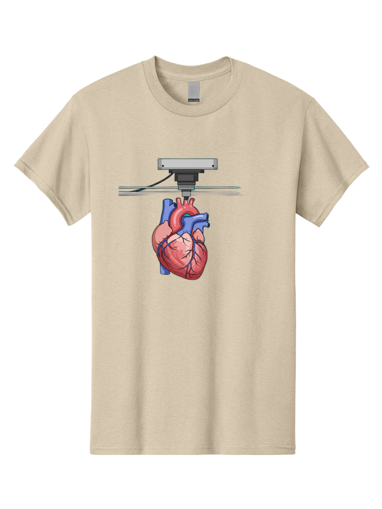 3D-Printed-Heart Men'S Graphic Tee, 100% Cotton, Comfortable Casual Summer Wear, Machine Washable, 3D Printing Human Heart, Medical Technology, Organ Printing, Biological Model, Cardiovascular System, Healthcare Innovation, Baa001 3