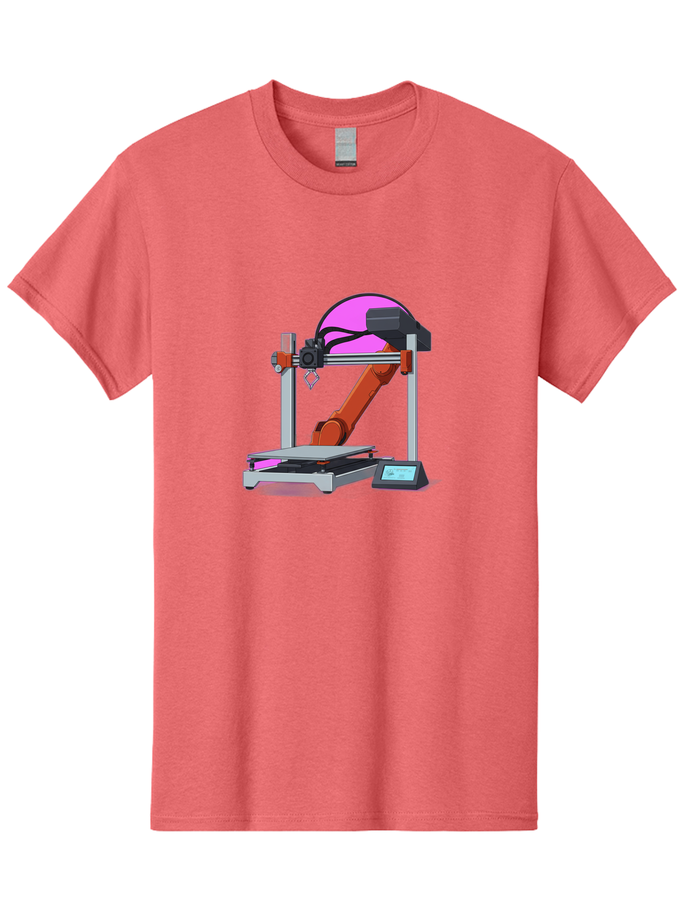 3D-Printer-1 Men'S Graphic Tee, 100% Cotton, Comfortable Casual Summer Wear, Machine Washable, Industrial Robotic Arm, 3D Printing Technology, Additive Manufacturing, Precision Engineering, Futuristic Design, Modern Machinery, Baa002 29