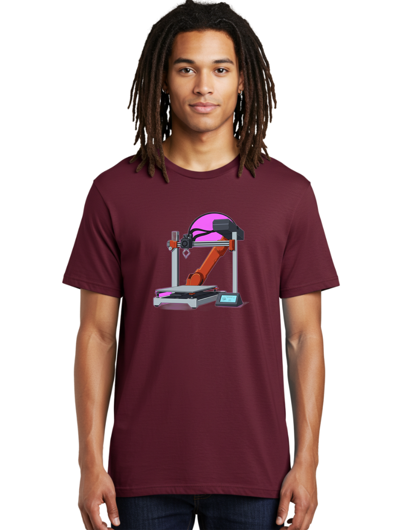 3D-Printer-1 Men'S Graphic Tee, 100% Cotton, Comfortable Casual Summer Wear, Machine Washable, Industrial Robotic Arm, 3D Printing Technology, Additive Manufacturing, Precision Engineering, Futuristic Design, Modern Machinery, Baa002 26