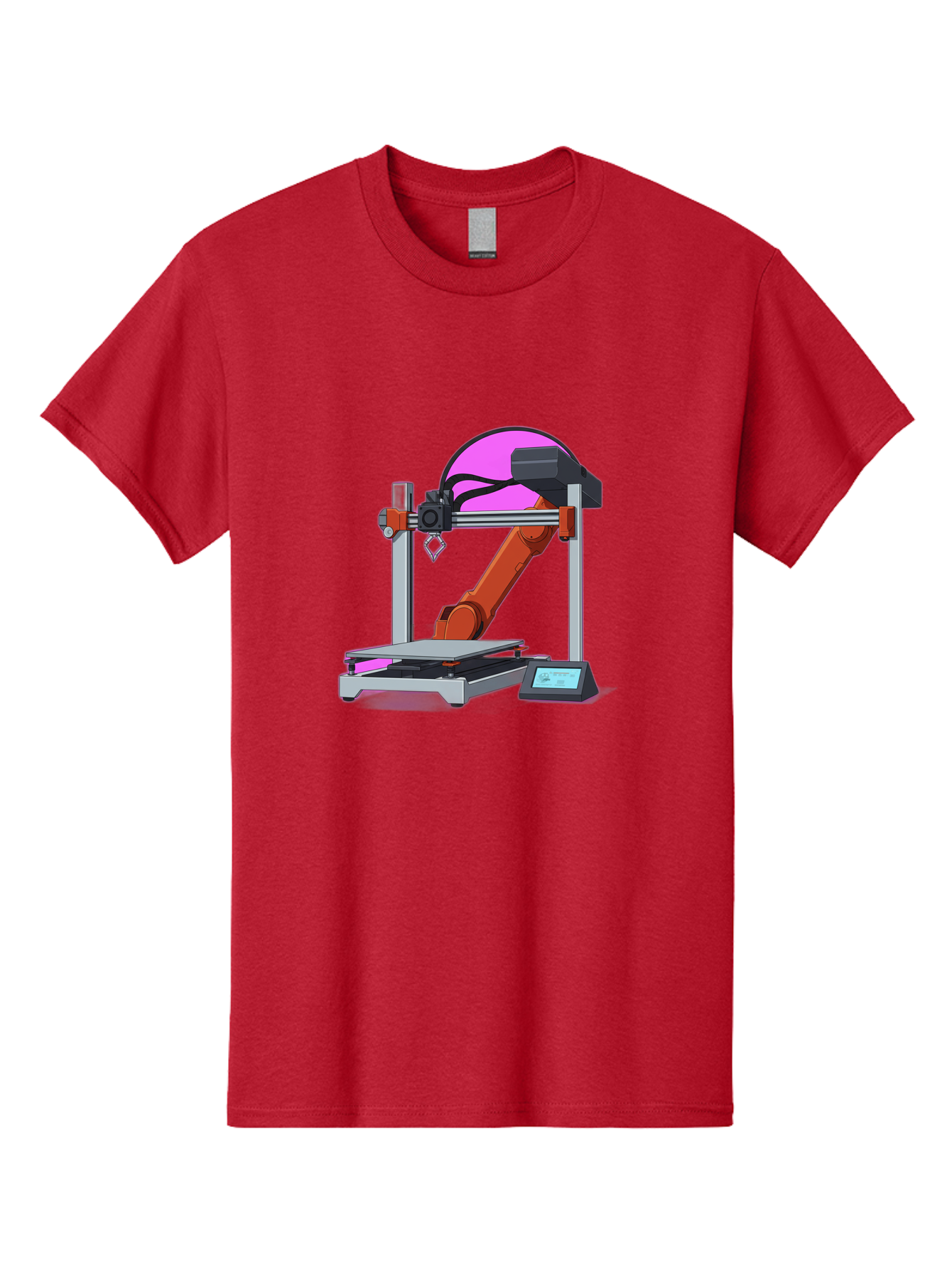 3D-Printer-1 Men'S Graphic Tee, 100% Cotton, Comfortable Casual Summer Wear, Machine Washable, Industrial Robotic Arm, 3D Printing Technology, Additive Manufacturing, Precision Engineering, Futuristic Design, Modern Machinery, Baa002 7