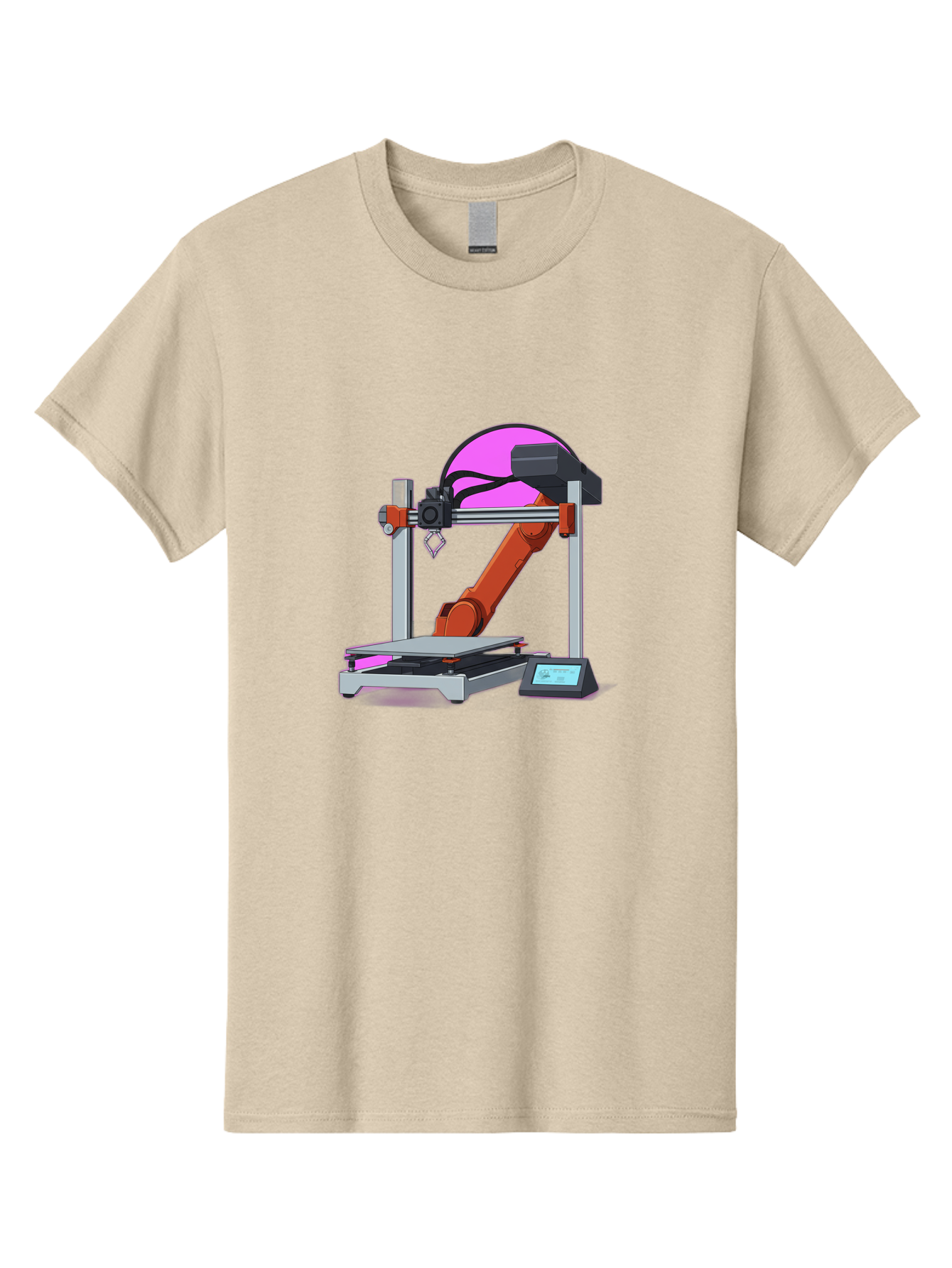 3D-Printer-1 Men'S Graphic Tee, 100% Cotton, Comfortable Casual Summer Wear, Machine Washable, Industrial Robotic Arm, 3D Printing Technology, Additive Manufacturing, Precision Engineering, Futuristic Design, Modern Machinery, Baa002 3