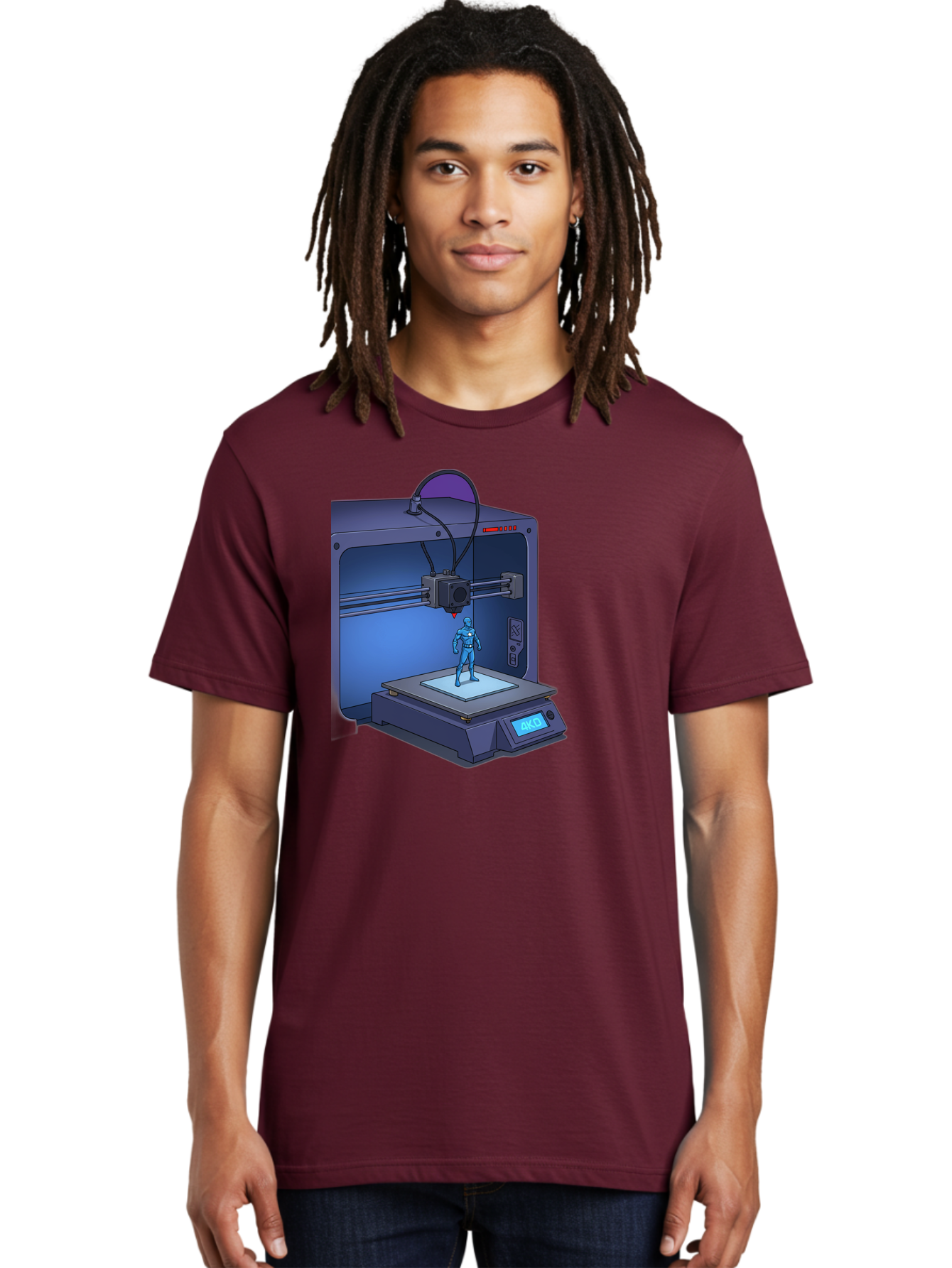 3D-Printer-10 Men'S Graphic Tee, 100% Cotton, Comfortable Casual Summer Wear, Machine Washable, 3D Printing Technology, Futuristic Design, Robotic Figure, Precise Manufacturing, Innovative Machinery, Additive Manufacturing, Ako Baa003 6