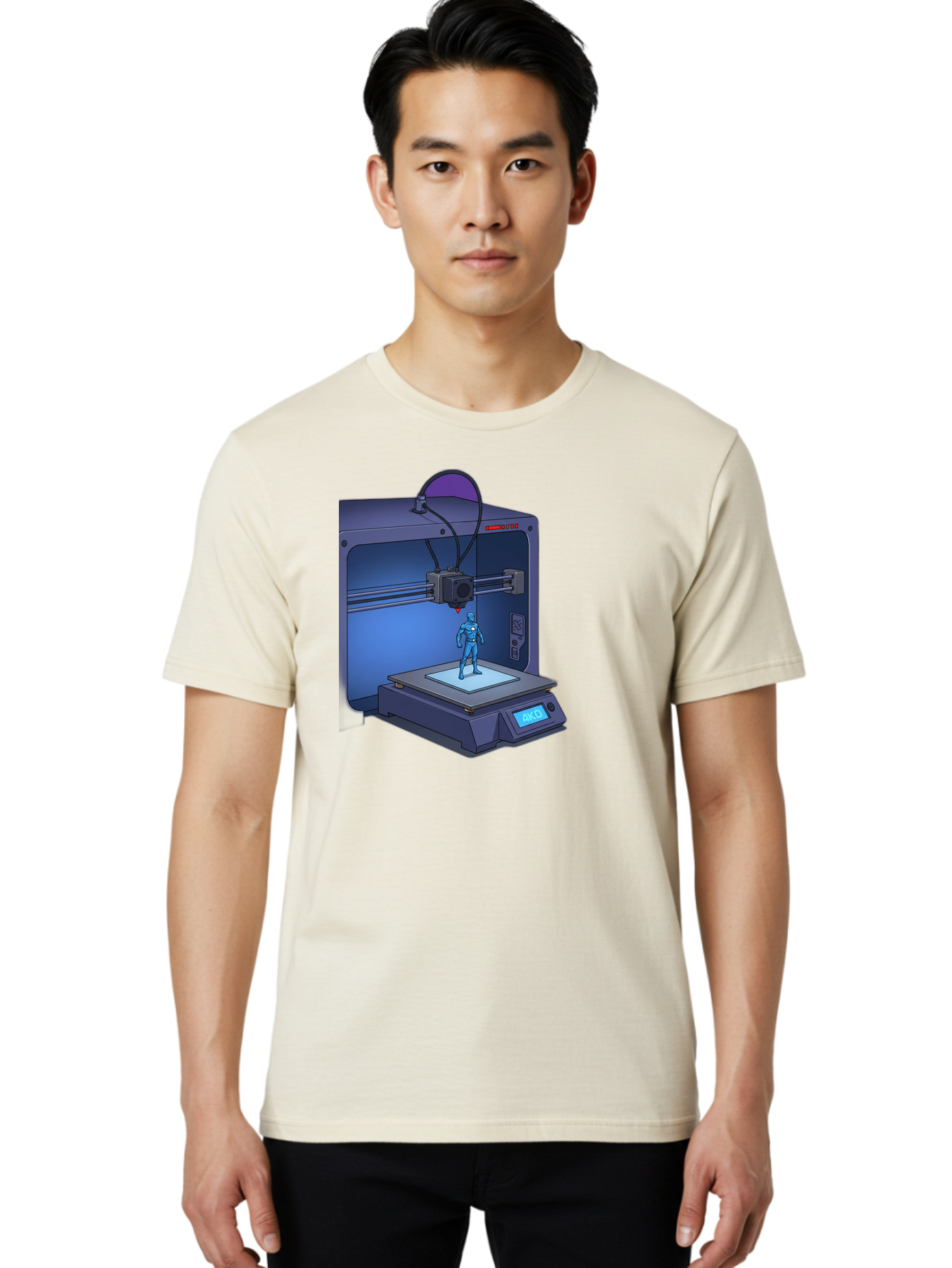 3D-Printer-10 Men'S Graphic Tee, 100% Cotton, Comfortable Casual Summer Wear, Machine Washable, 3D Printing Technology, Futuristic Design, Robotic Figure, Precise Manufacturing, Innovative Machinery, Additive Manufacturing, Ako Baa003 18