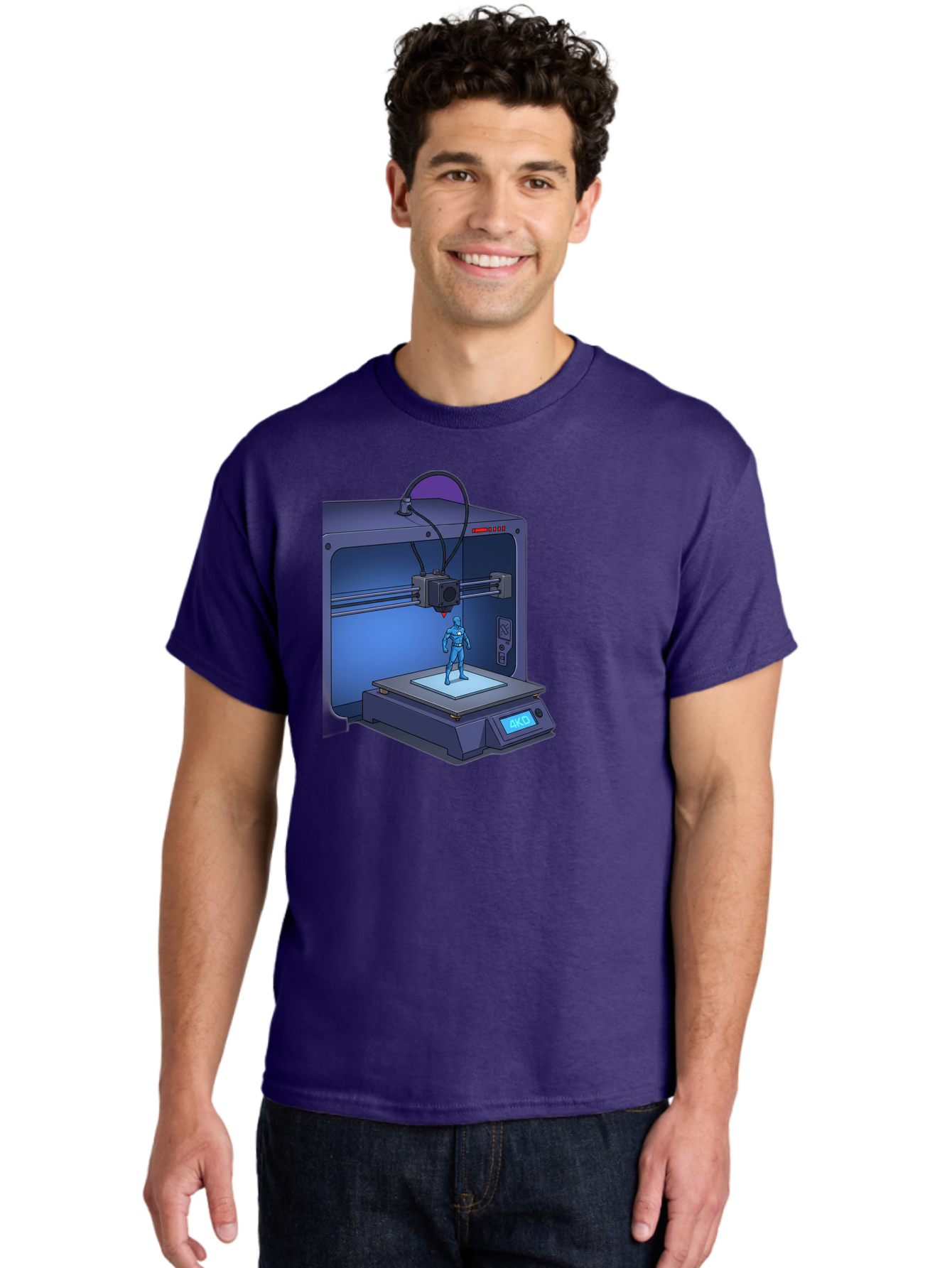 3D-Printer-10 Men'S Graphic Tee, 100% Cotton, Comfortable Casual Summer Wear, Machine Washable, 3D Printing Technology, Futuristic Design, Robotic Figure, Precise Manufacturing, Innovative Machinery, Additive Manufacturing, Ako Baa003 12
