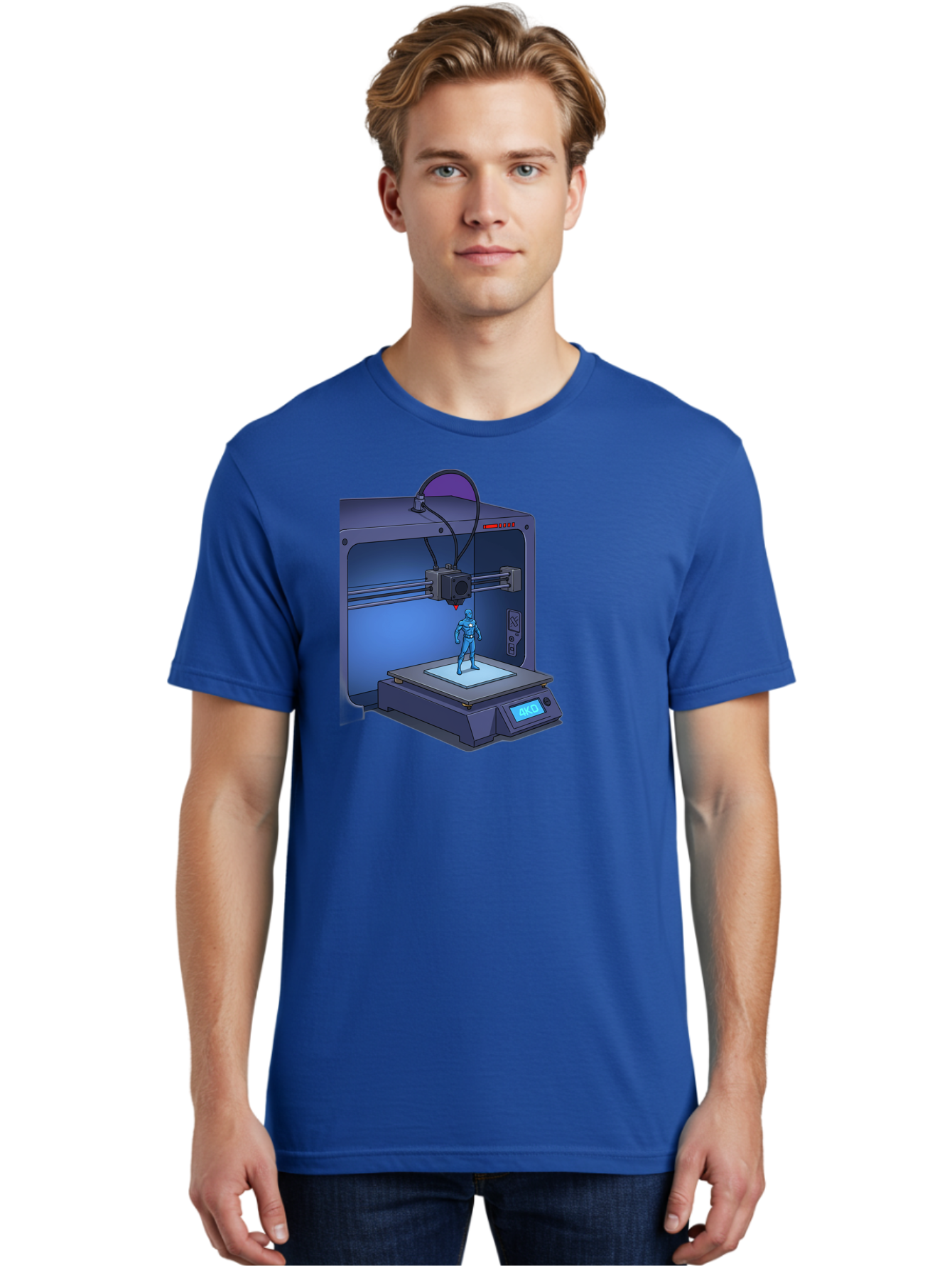 3D-Printer-10 Men'S Graphic Tee, 100% Cotton, Comfortable Casual Summer Wear, Machine Washable, 3D Printing Technology, Futuristic Design, Robotic Figure, Precise Manufacturing, Innovative Machinery, Additive Manufacturing, Ako Baa003 8